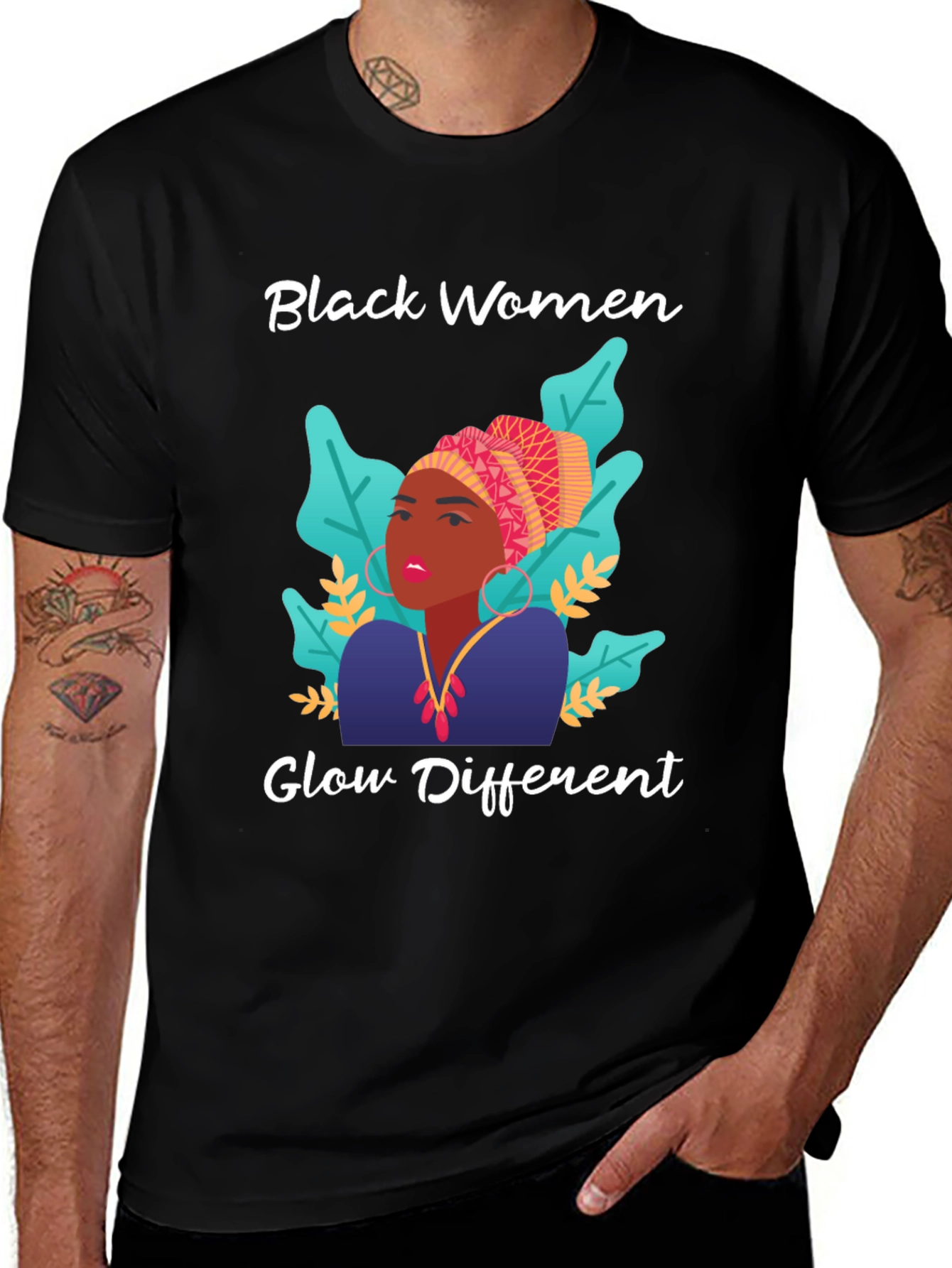 Black Women Glow Different Graphic Tee