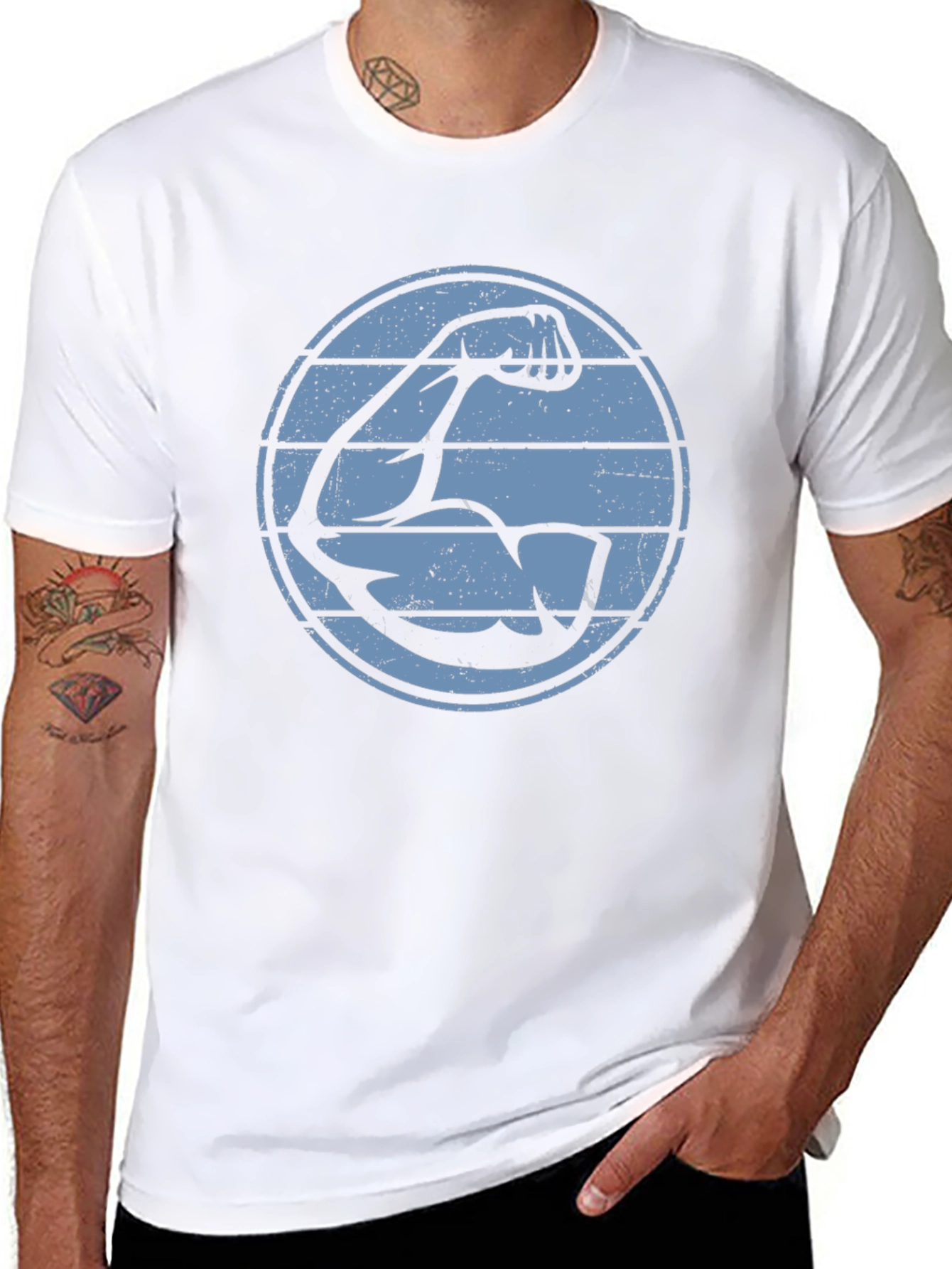 Muscle Arm Graphic T-Shirt - Black