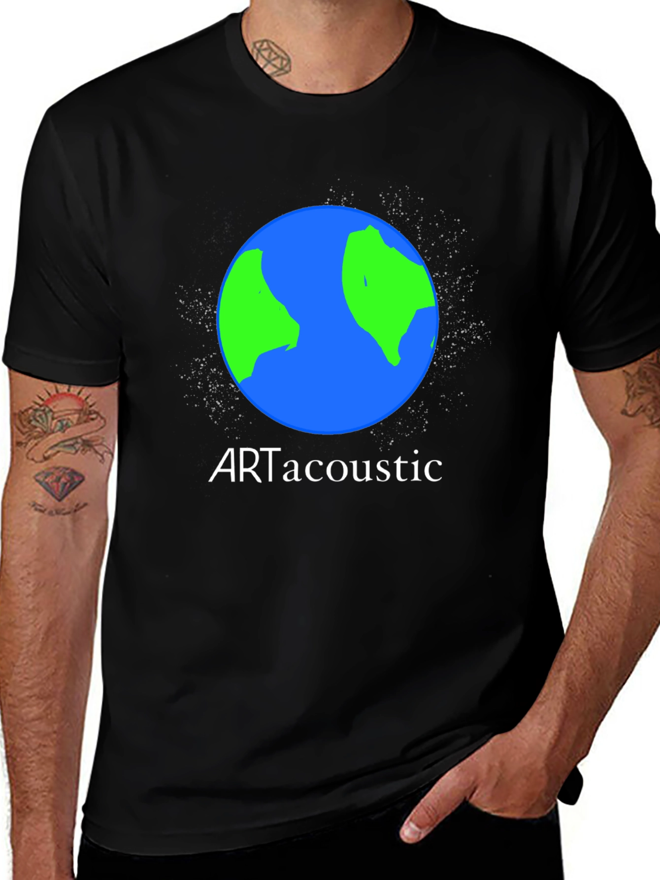 ArtAcoustic Earth Graphic Black T-Shirt