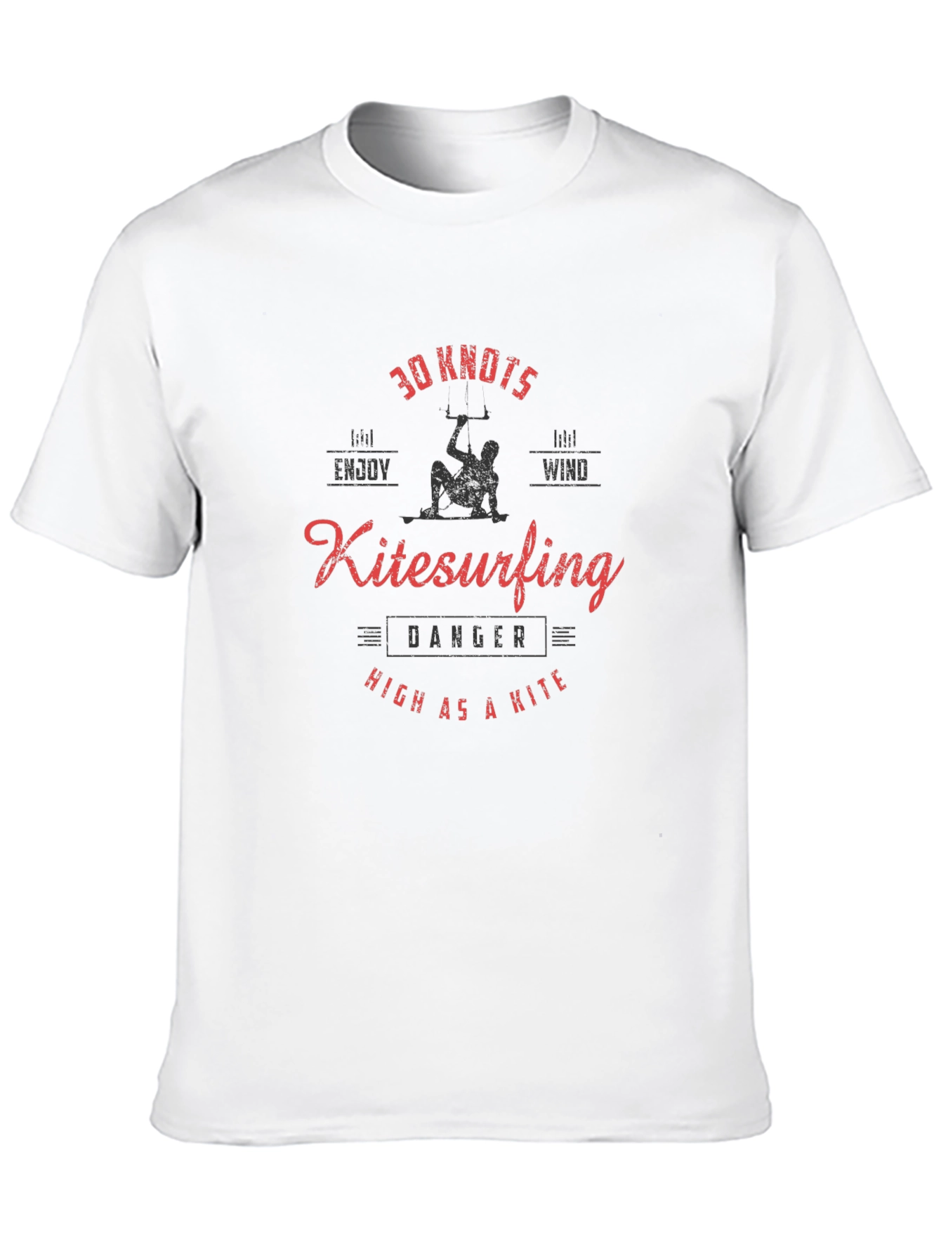 Kitesurfing Graphic Print Black T-Shirt