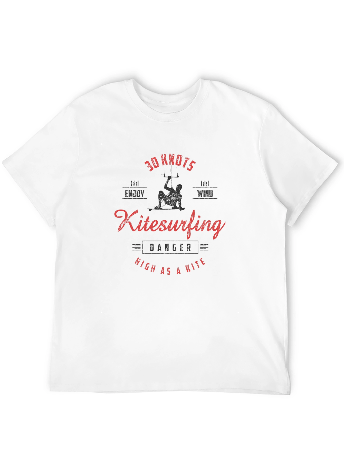 Kitesurfing Graphic Print Black T-Shirt