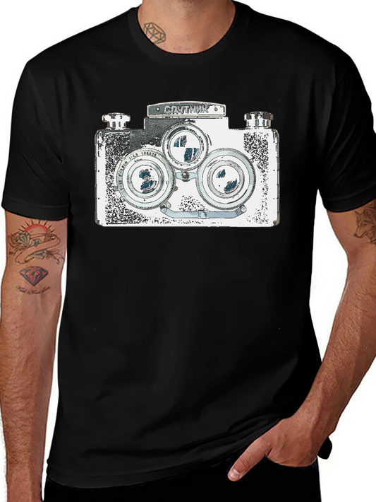 Vintage Camera Graphic T-Shirt - Black