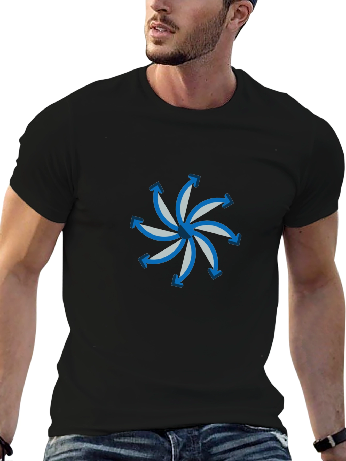 Abstract Arrow Graphic Black Cotton T-Shirt