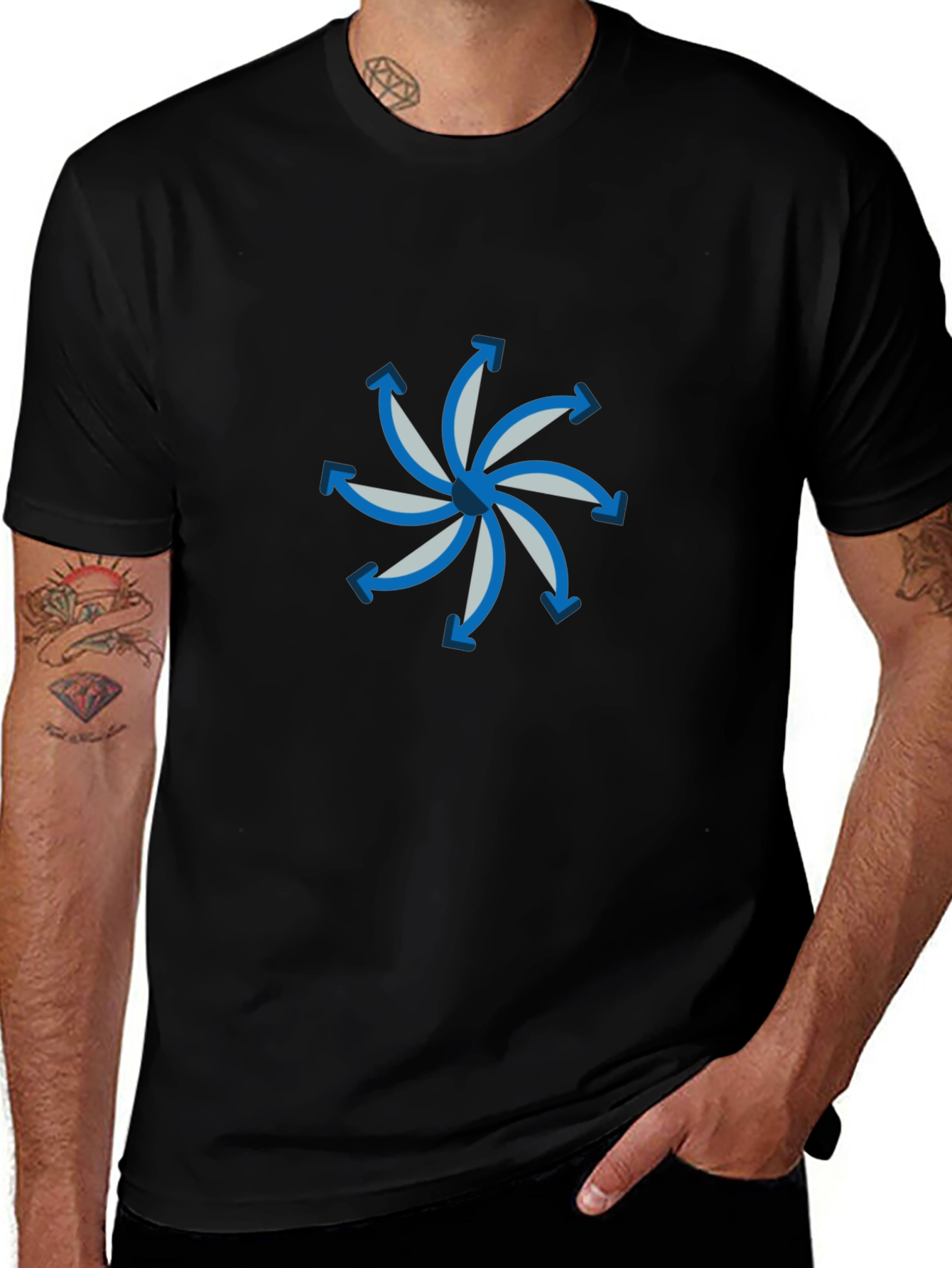 Abstract Arrow Graphic Black Cotton T-Shirt