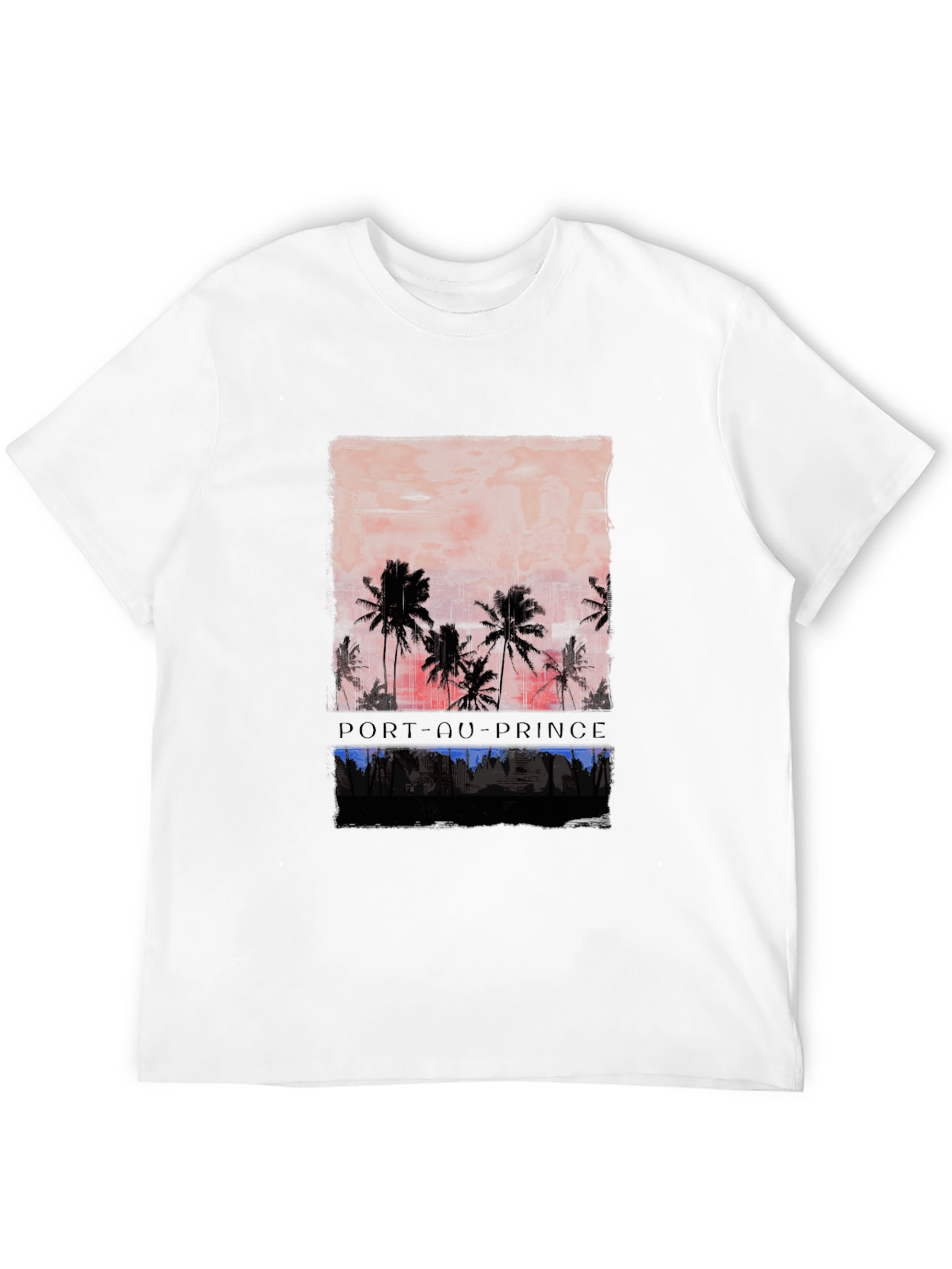 Port-au-Prince Graphic Tee - Tropical Sunset Design