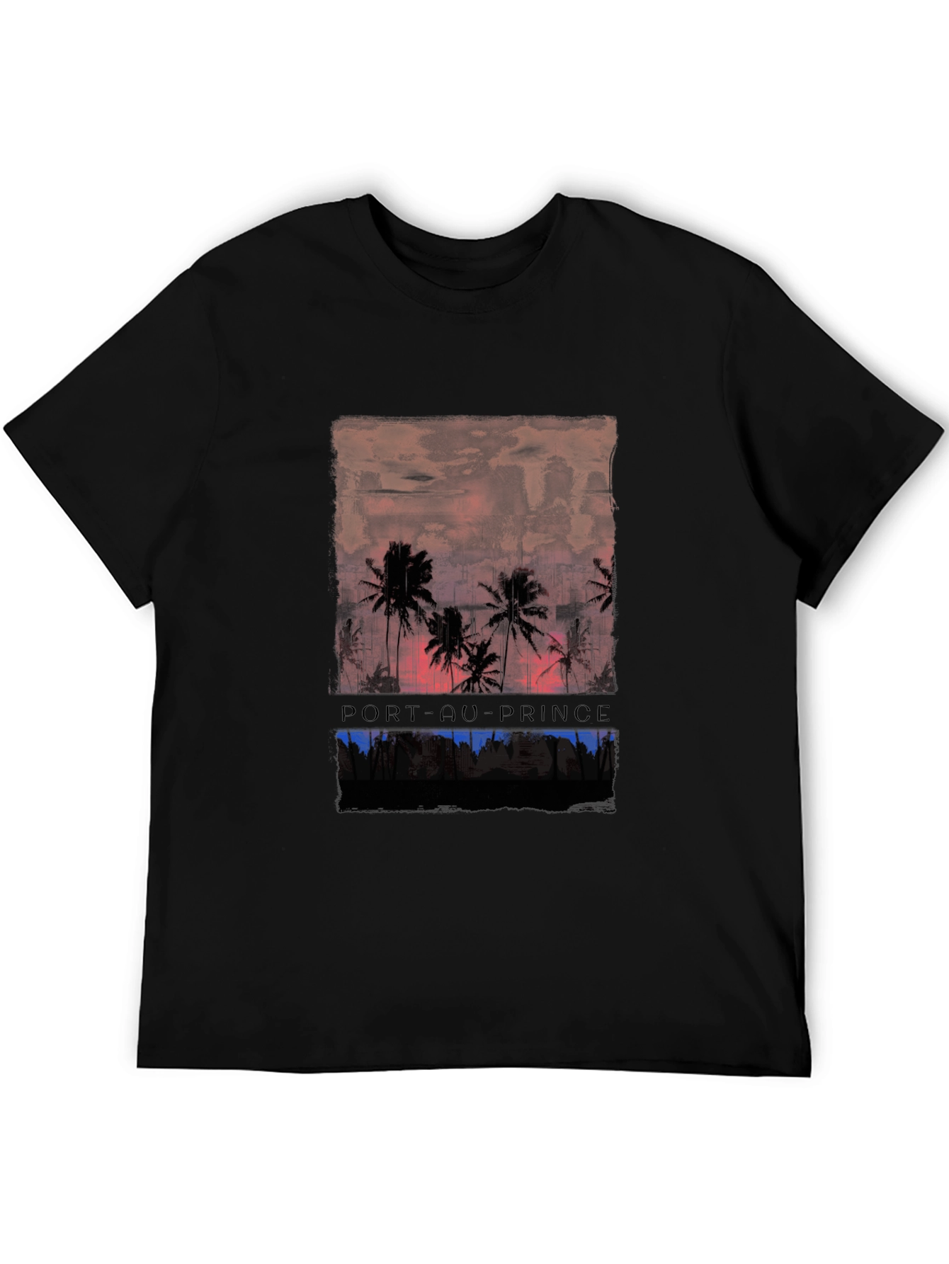 Port-au-Prince Graphic Tee - Tropical Sunset Design