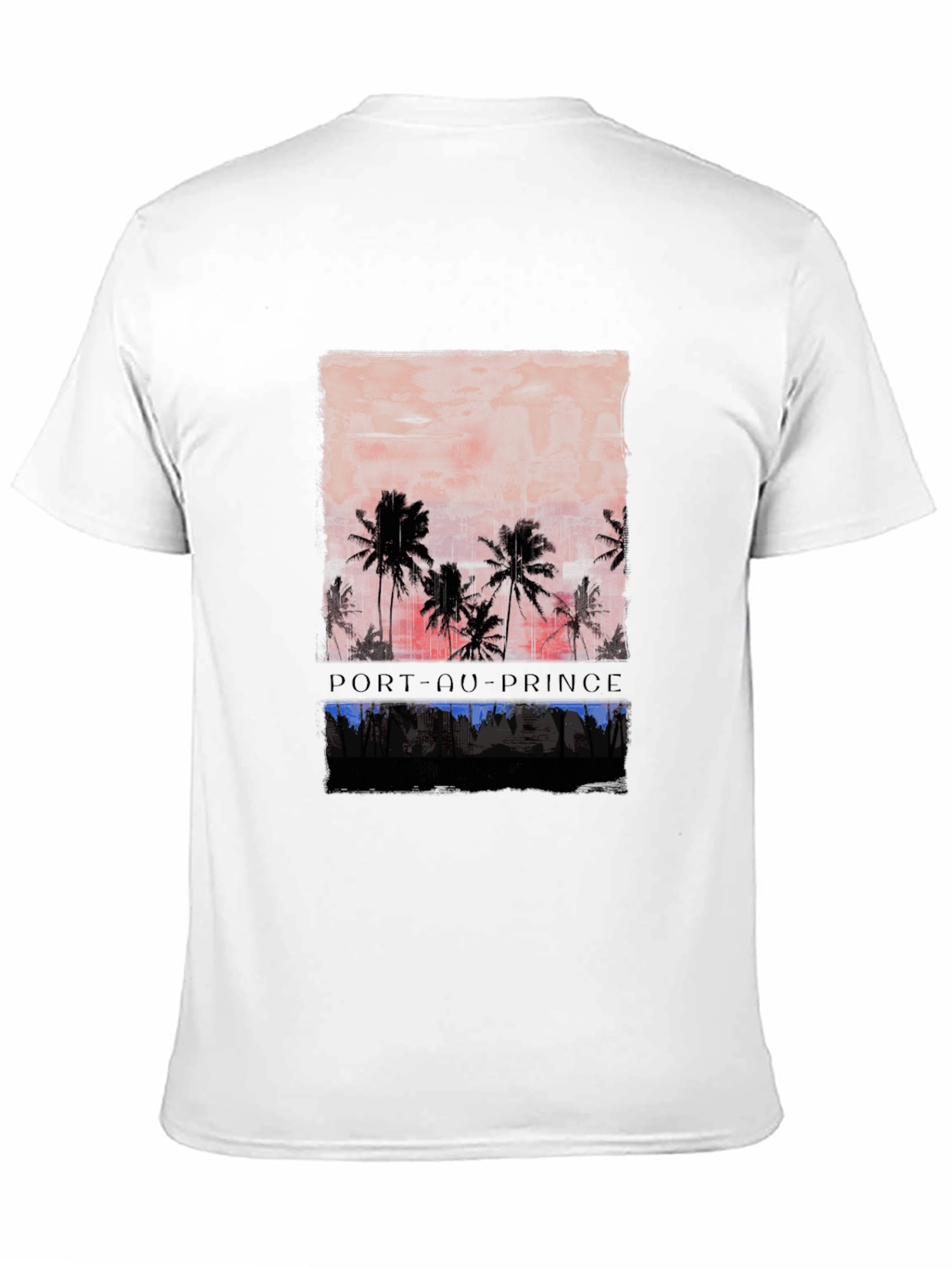 Port-au-Prince Graphic Tee - Tropical Sunset Design