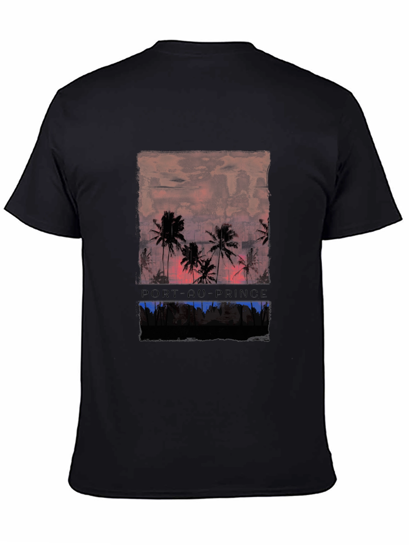 Port-au-Prince Graphic Tee - Tropical Sunset Design