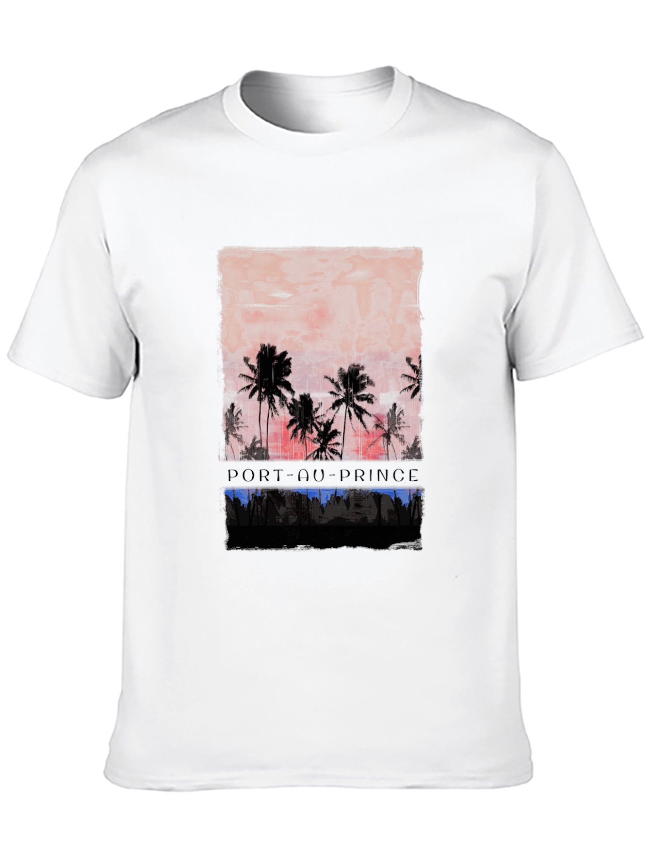 Port-au-Prince Graphic Tee - Tropical Sunset Design