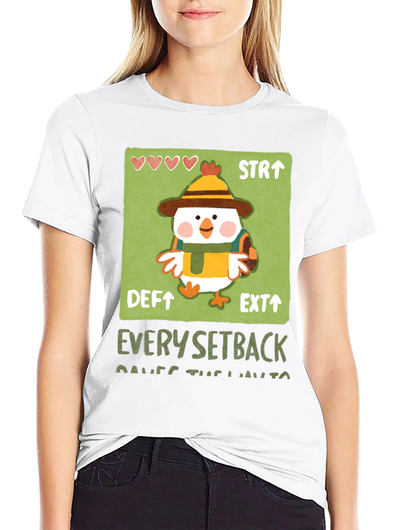 Chicken Game Character Graphic T-Shirt