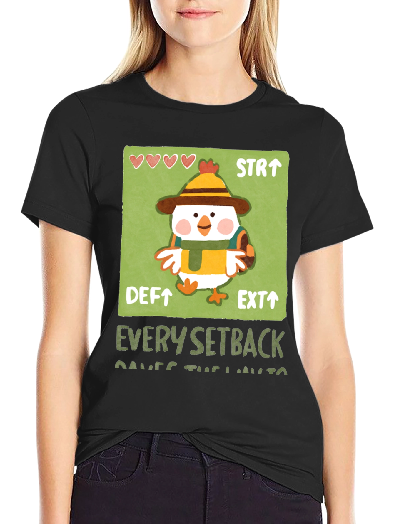 Chicken Game Character Graphic T-Shirt