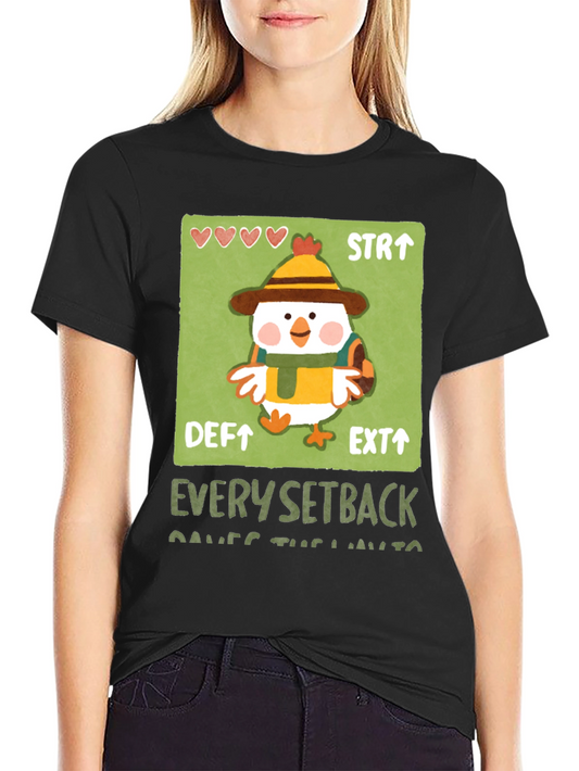 Chicken Game Character Graphic T-Shirt