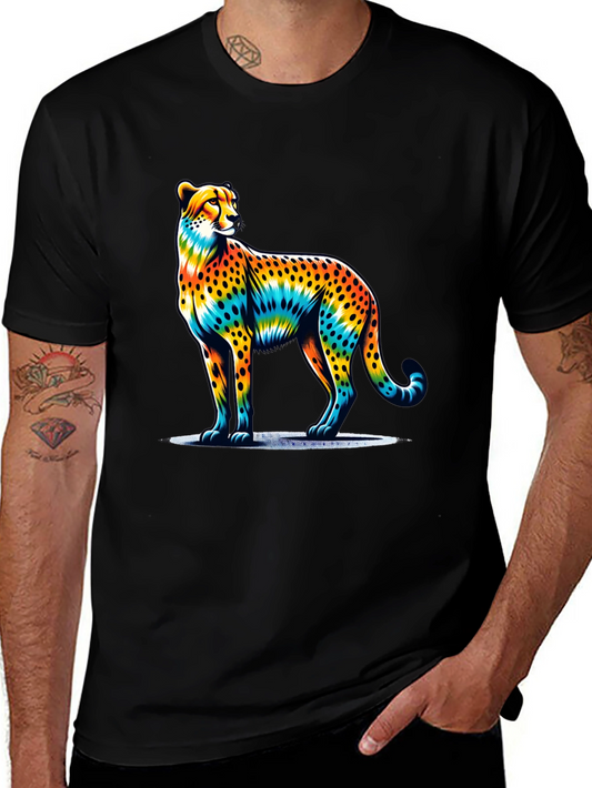 Rainbow Cheetah Graphic Tee - Stylish Mens T-Shirt