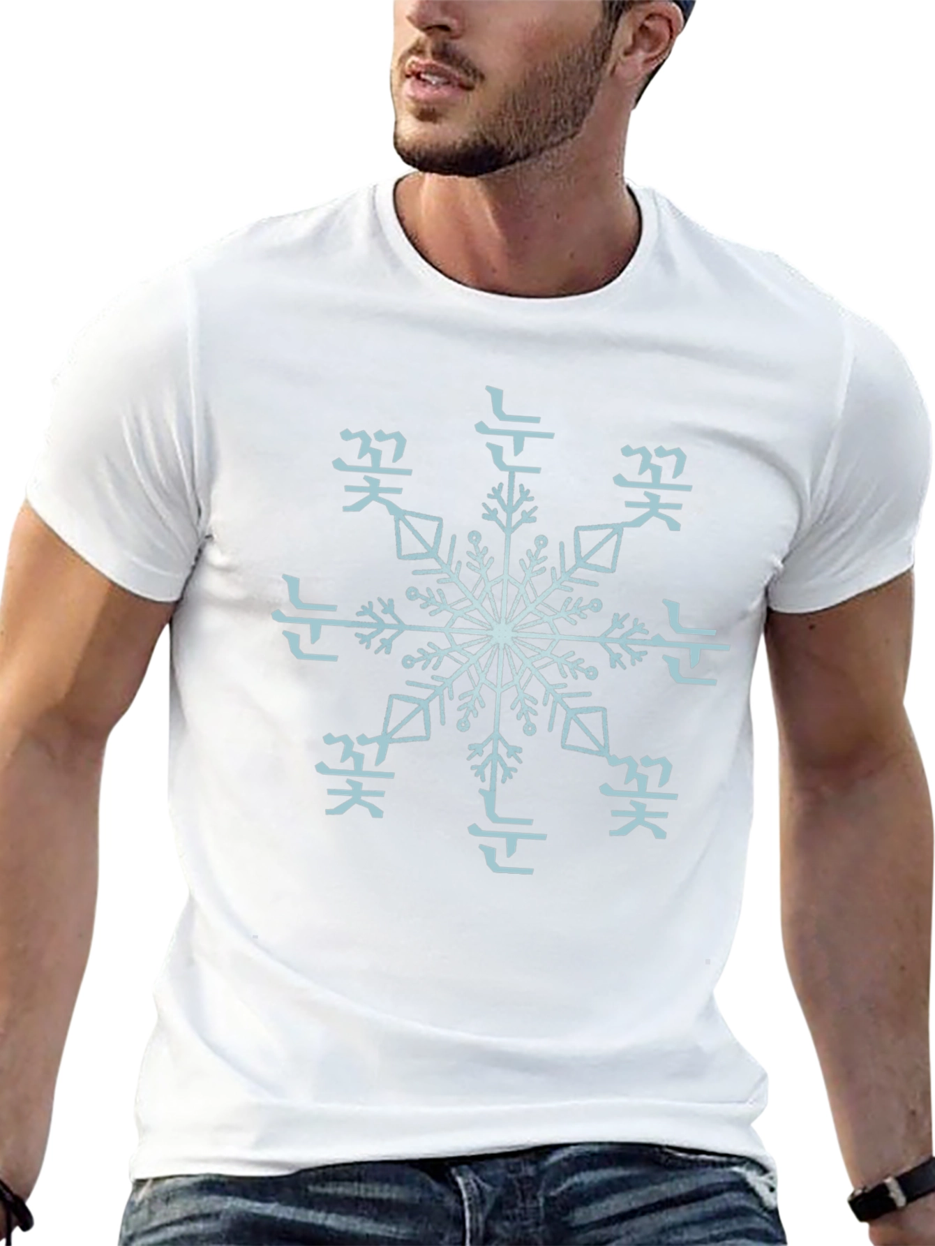 Korean Snowflake Graphic Tee - Unisex Style