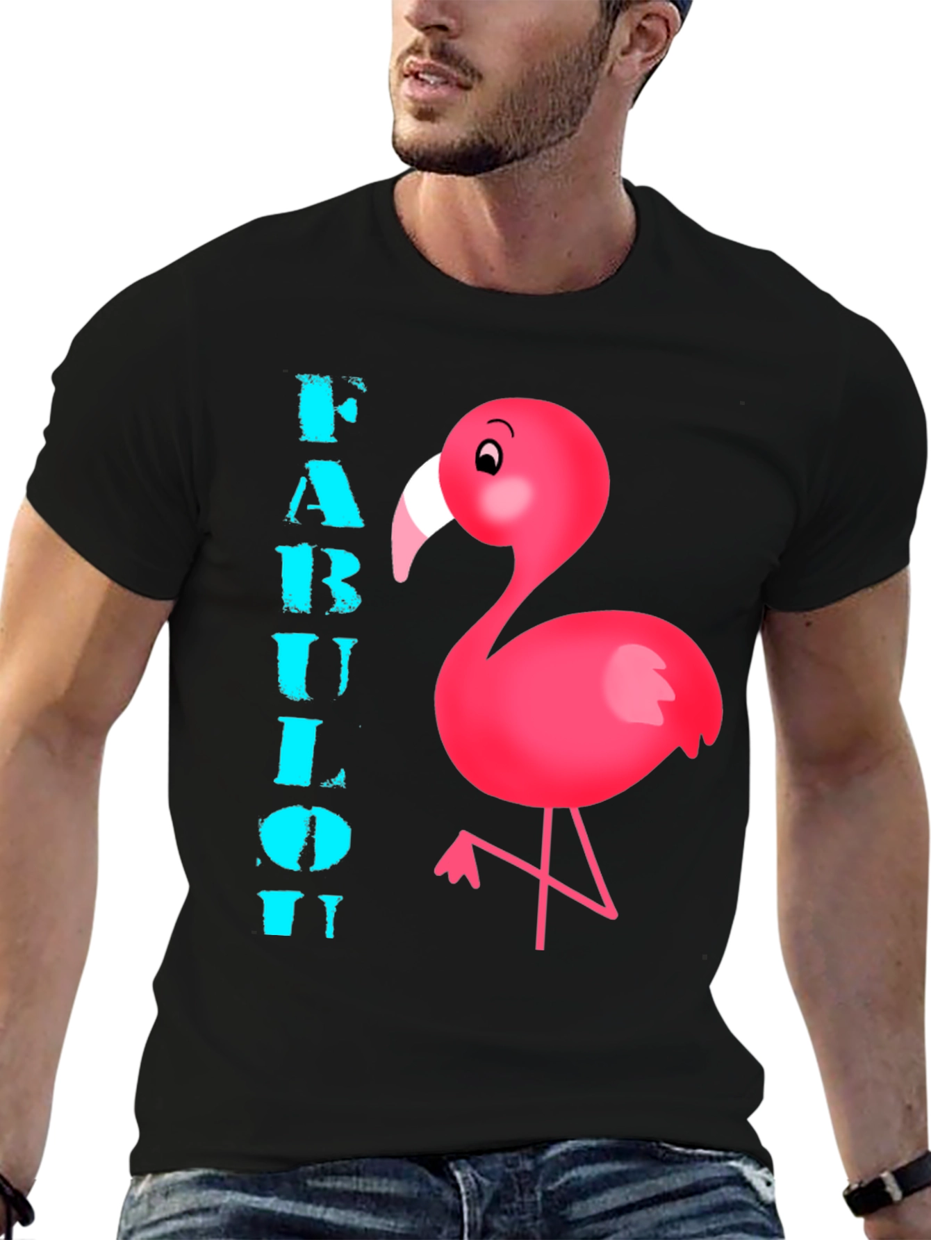 Fabulous Flamingo T-Shirt - Mens Black Tee
