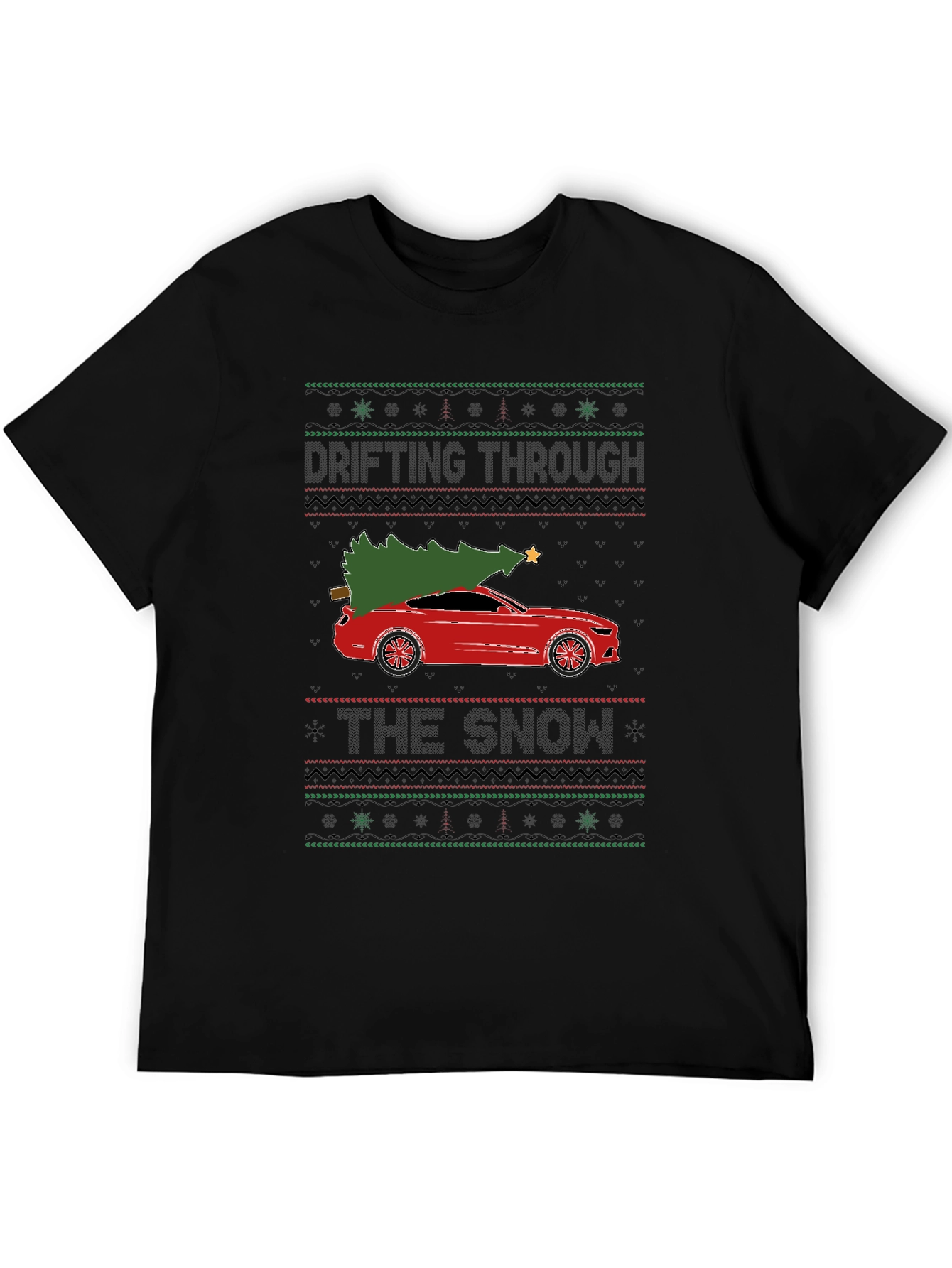 Drifting Through The Snow Christmas Car T-Shirt