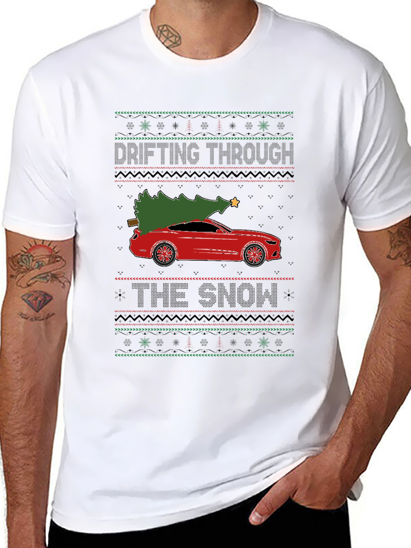 Drifting Through The Snow Christmas Car T-Shirt