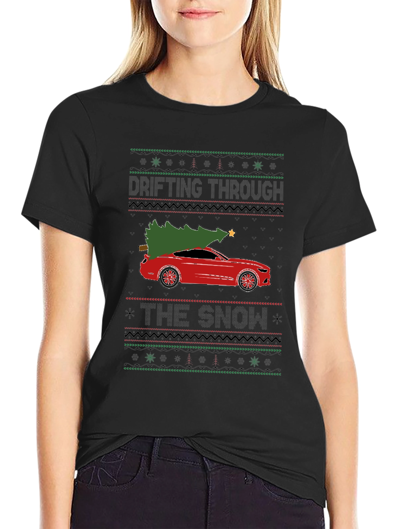 Drifting Through The Snow Christmas Car T-Shirt