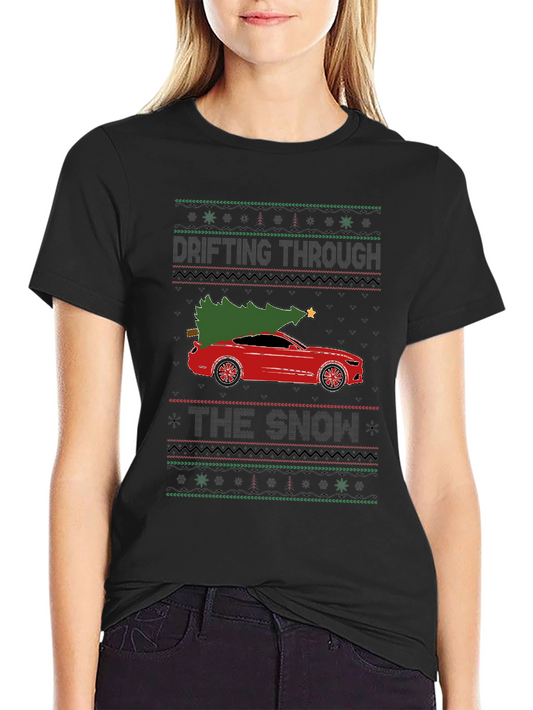 Drifting Through The Snow Christmas Car T-Shirt