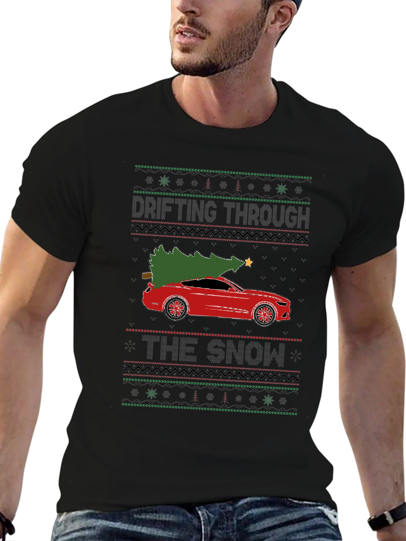 Drifting Through The Snow Christmas Car T-Shirt