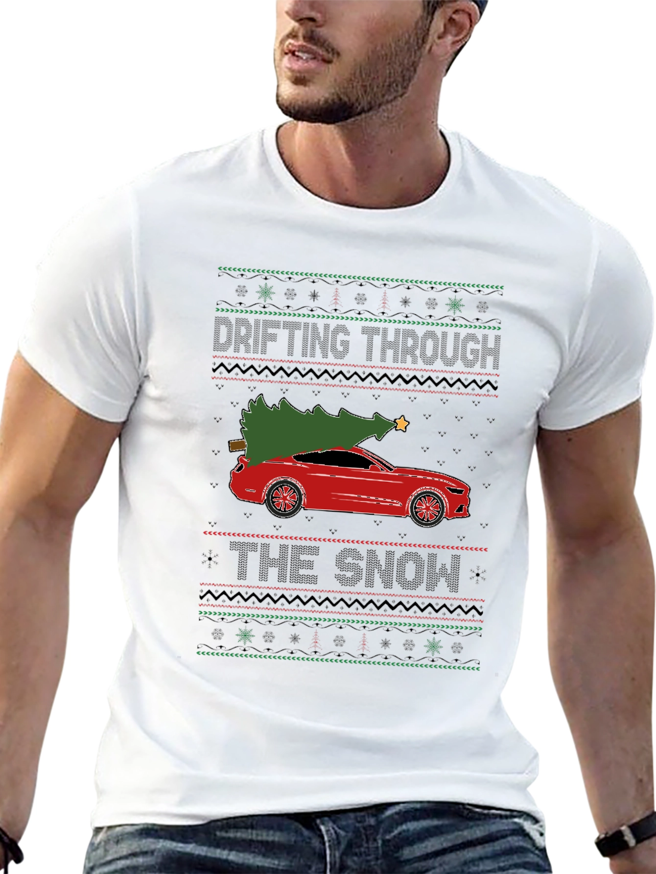 Drifting Through The Snow Christmas Car T-Shirt