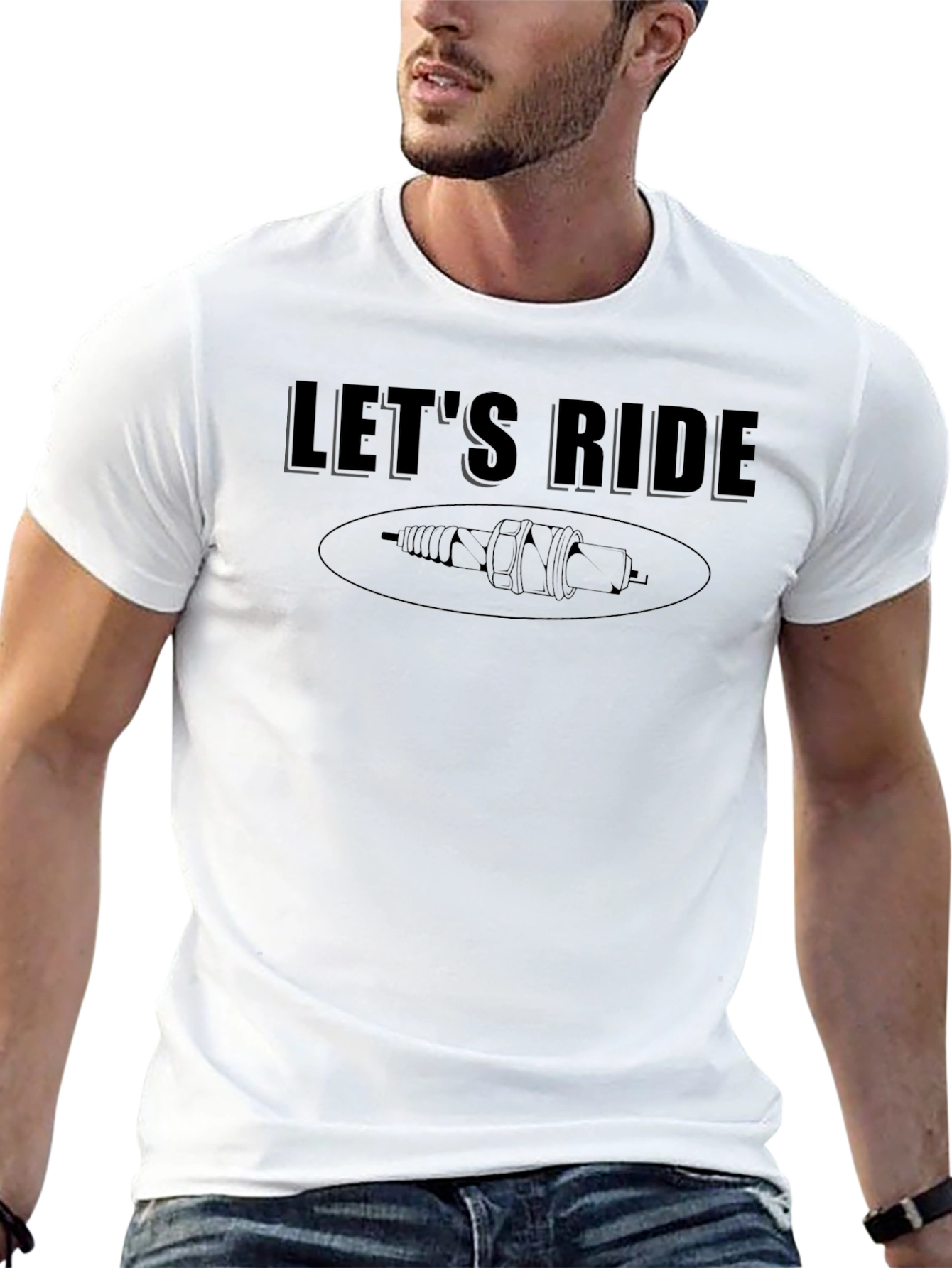 Lets Ride Graphic T-Shirt - Spark Plug Design