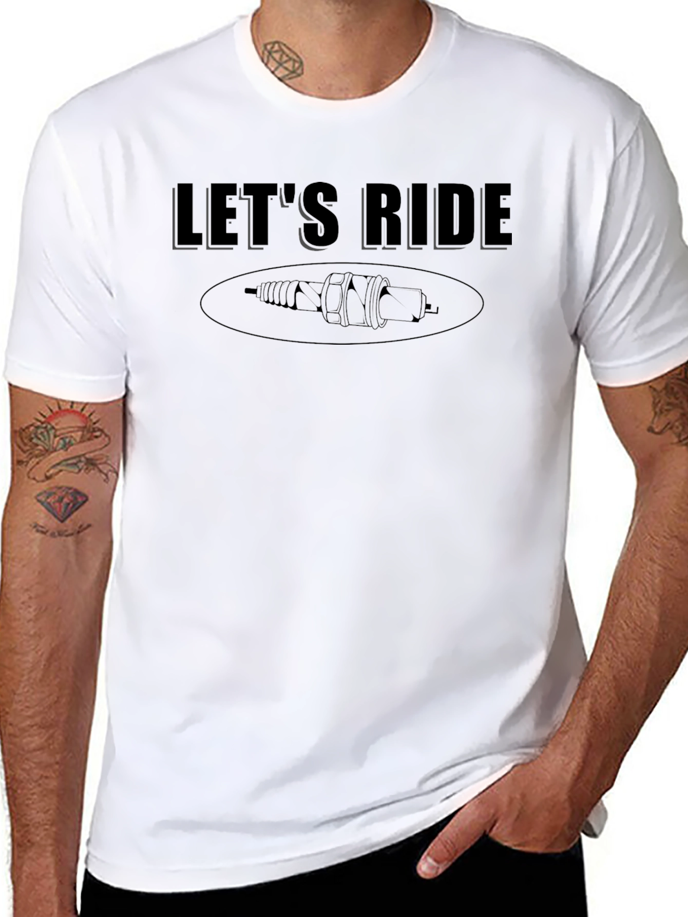 Lets Ride Graphic T-Shirt - Spark Plug Design