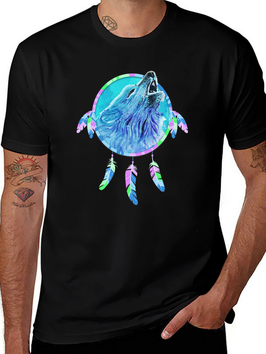 Wolf Dreamcatcher Graphic Tee - Mens Black T-Shirt