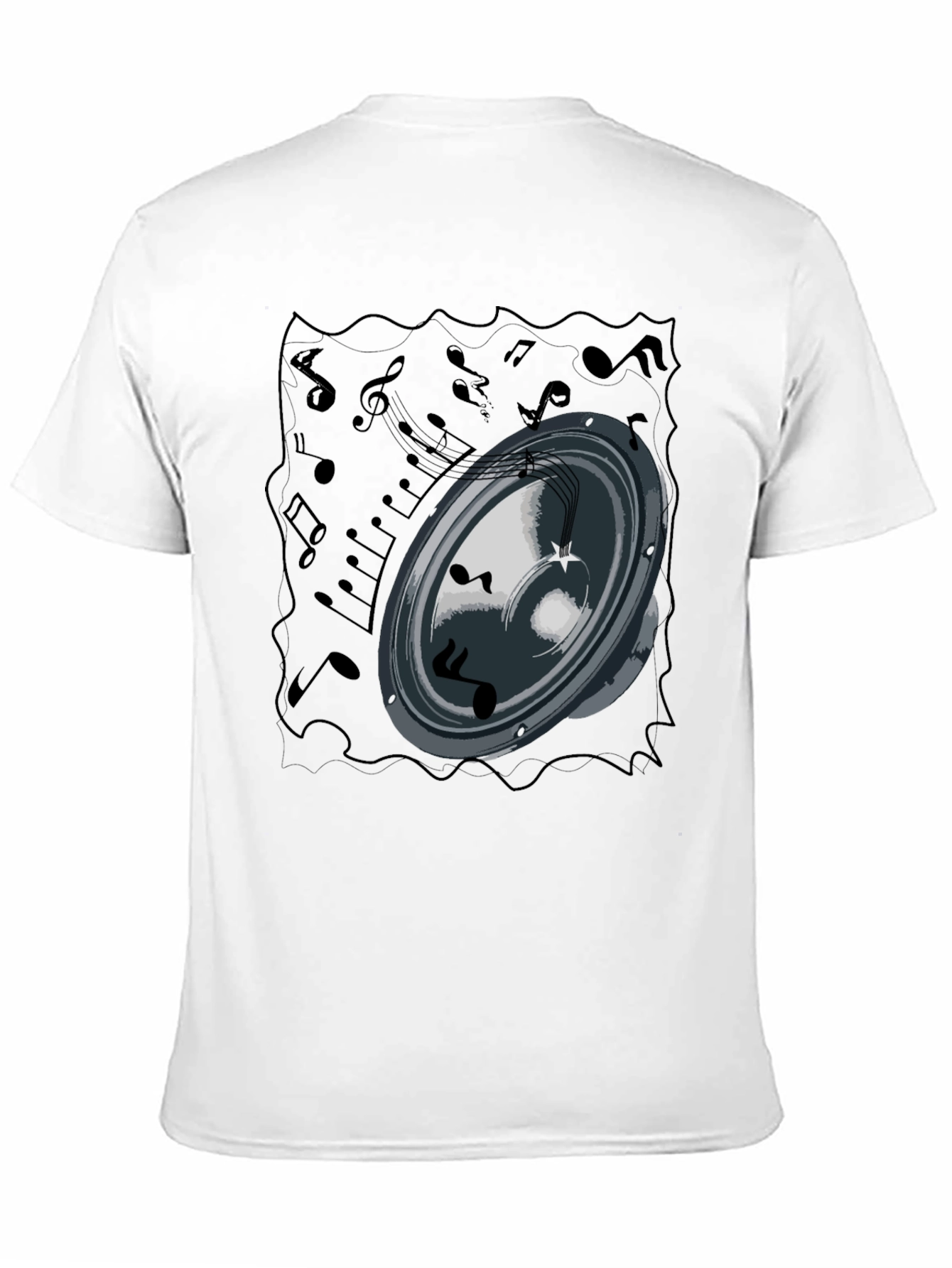 Music Speaker Graphic Tee - Black Cotton T-Shirt