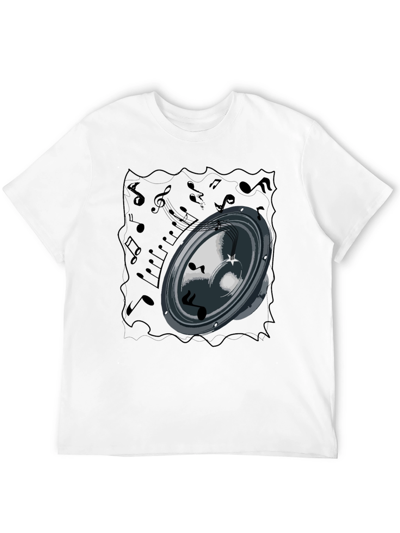 Music Speaker Graphic Tee - Black Cotton T-Shirt