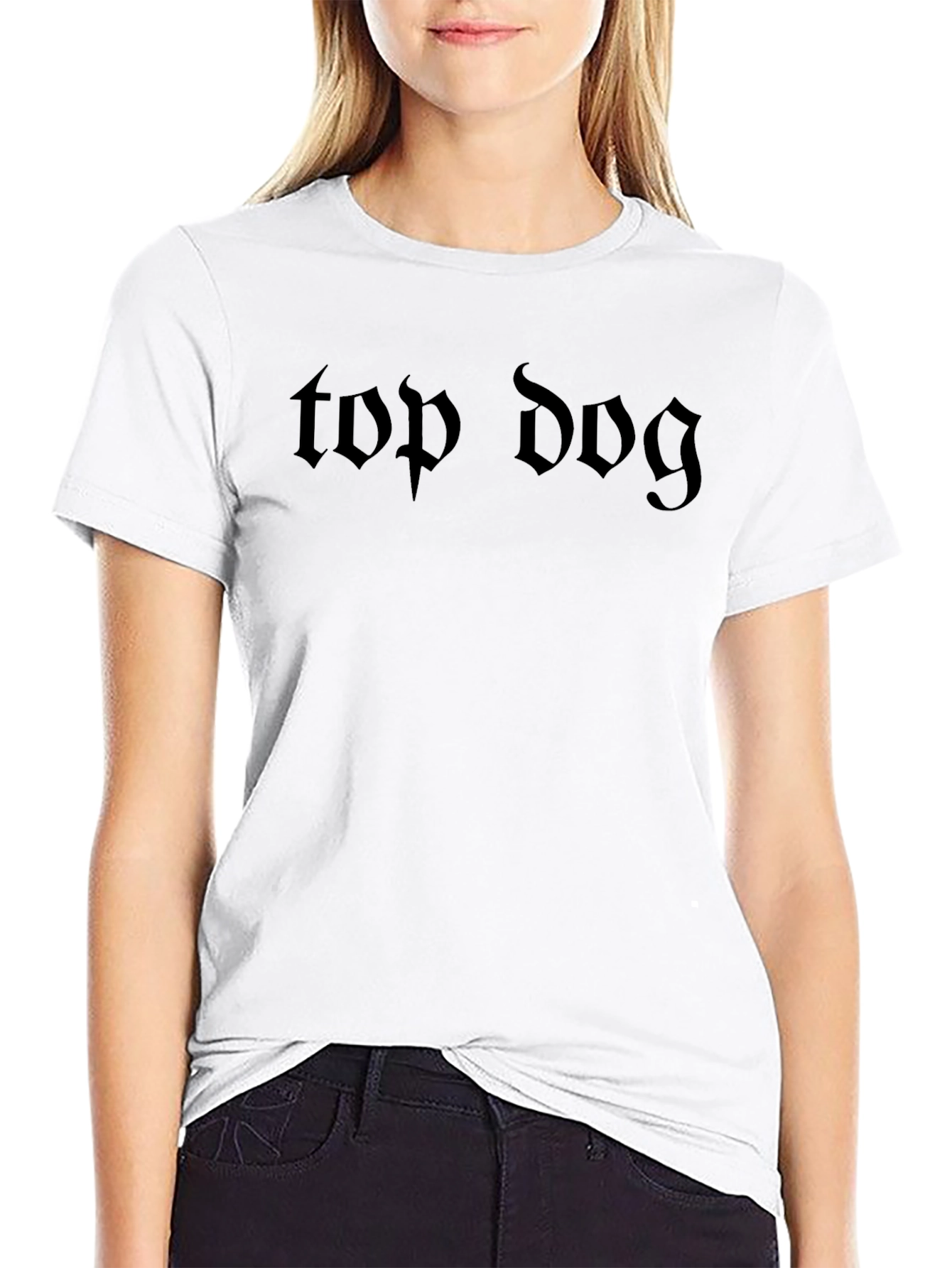 Top Dog Gothic Text T-Shirt - Black