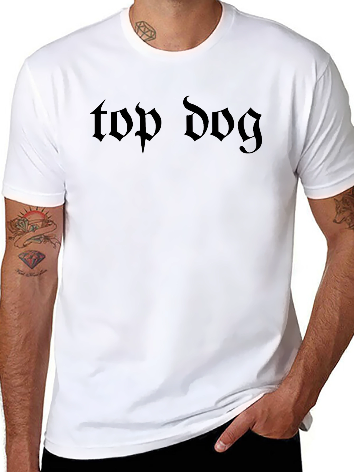Top Dog Gothic Text T-Shirt - Black