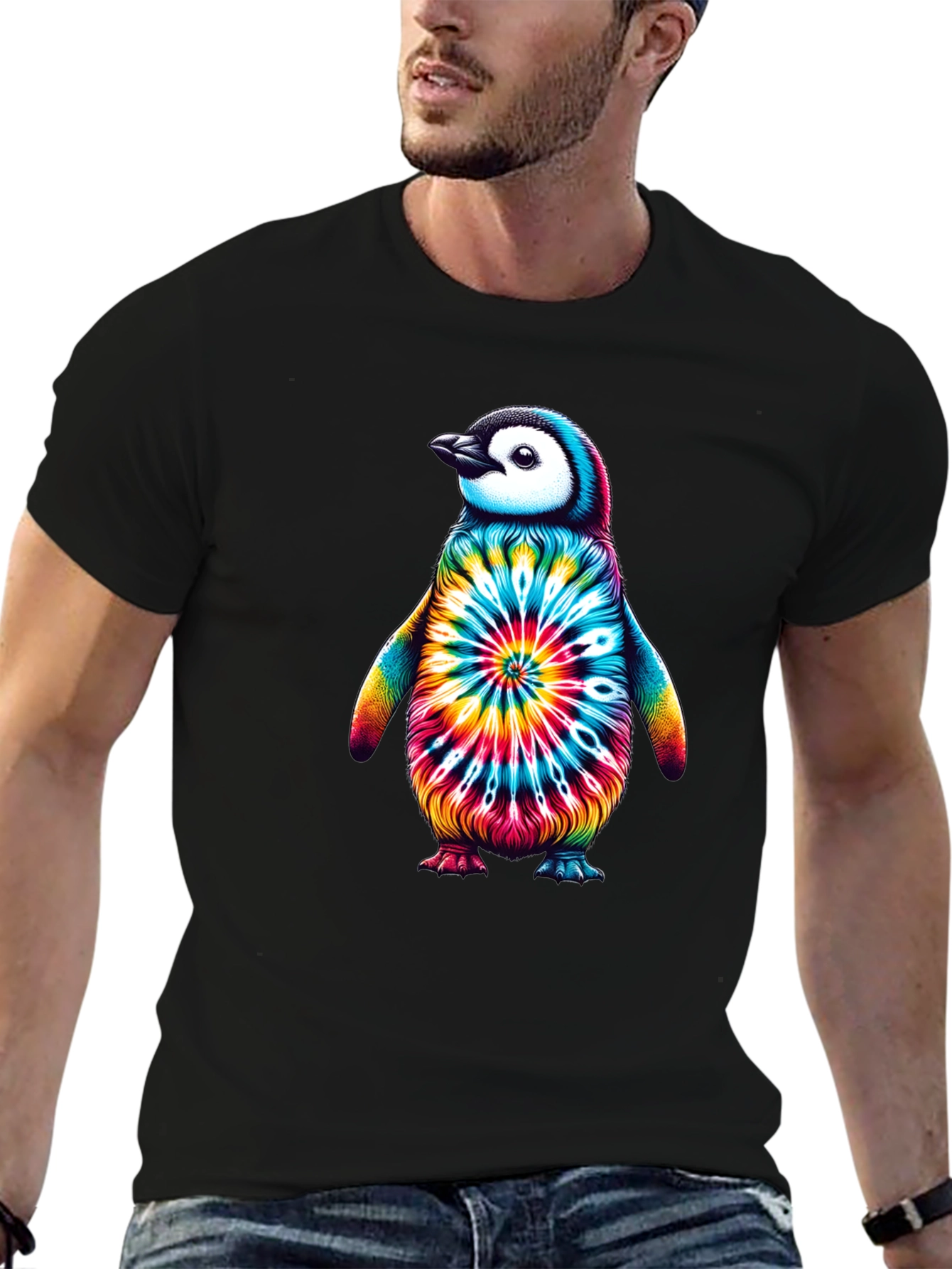 Tie-Dye Penguin Graphic Tee - Unique Unisex Design