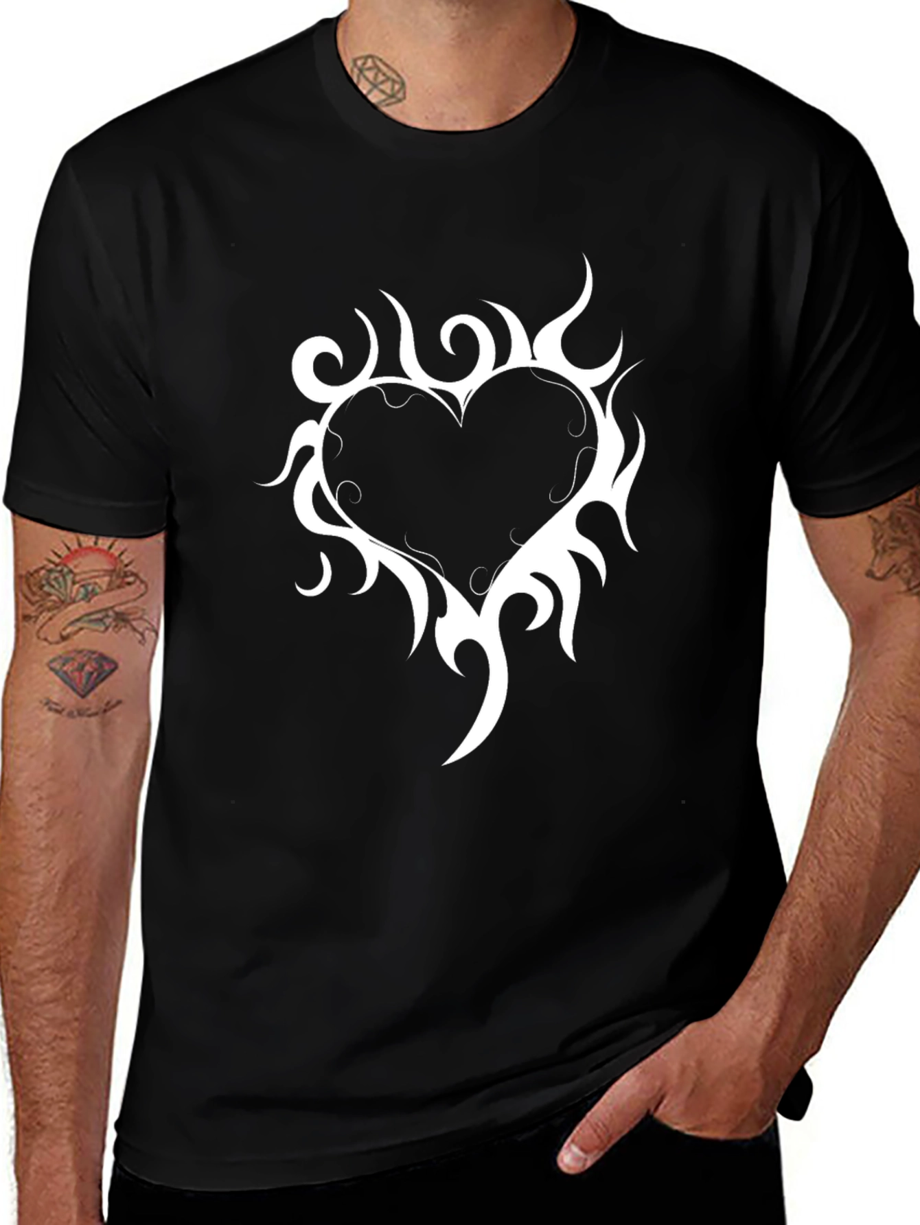 Tribal Heart Graphic Black T-Shirt