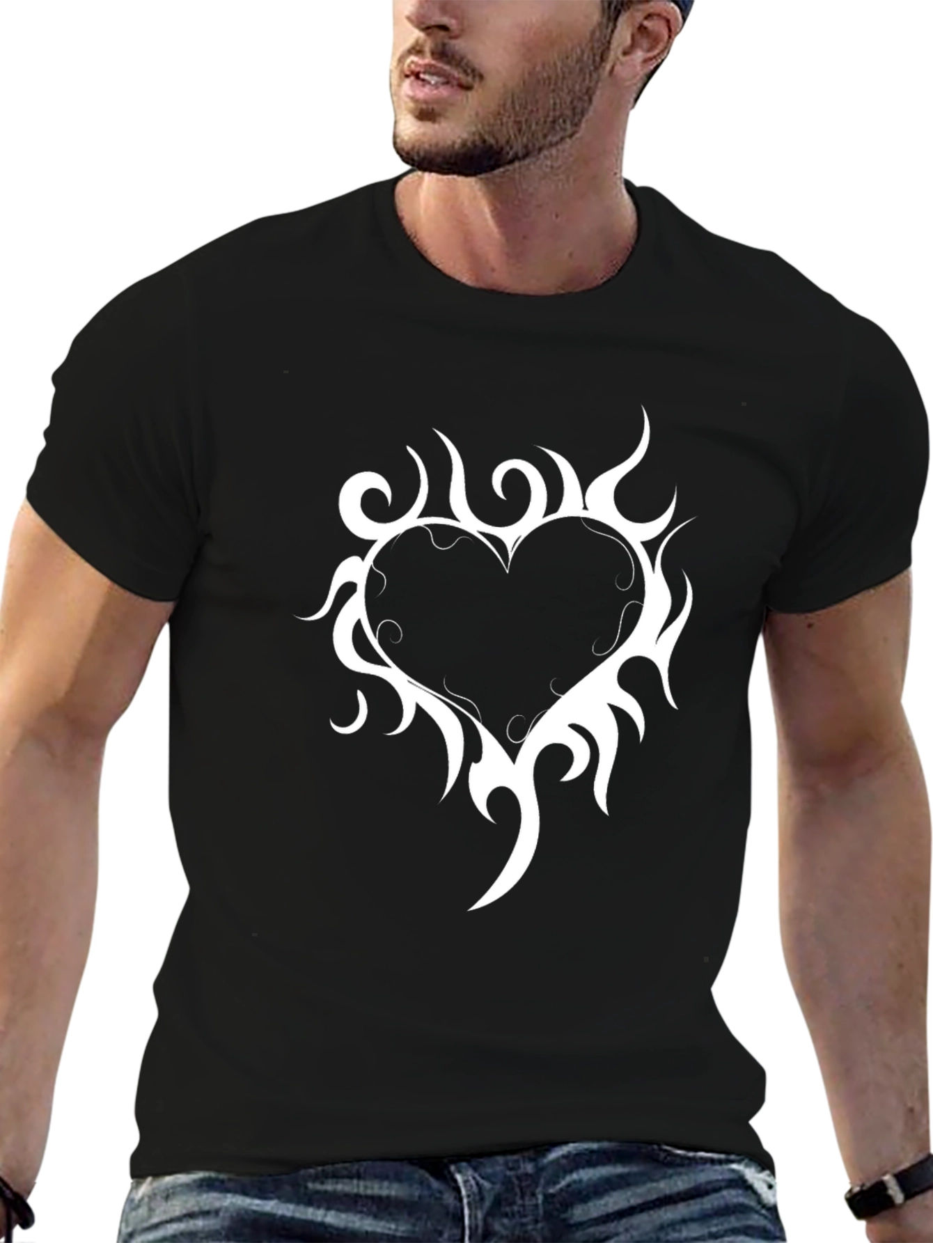 Tribal Heart Graphic Black T-Shirt