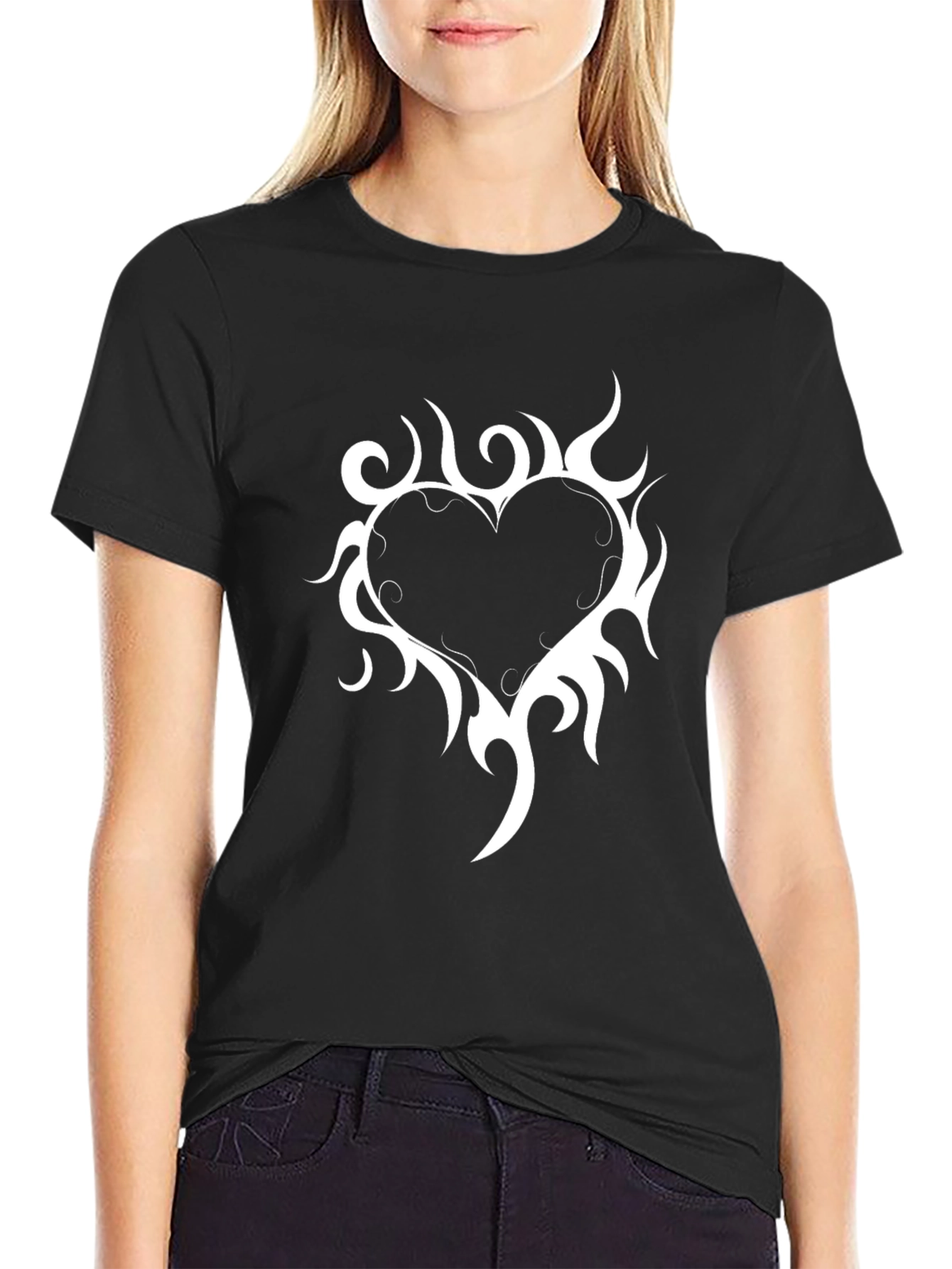 Tribal Heart Graphic Black T-Shirt