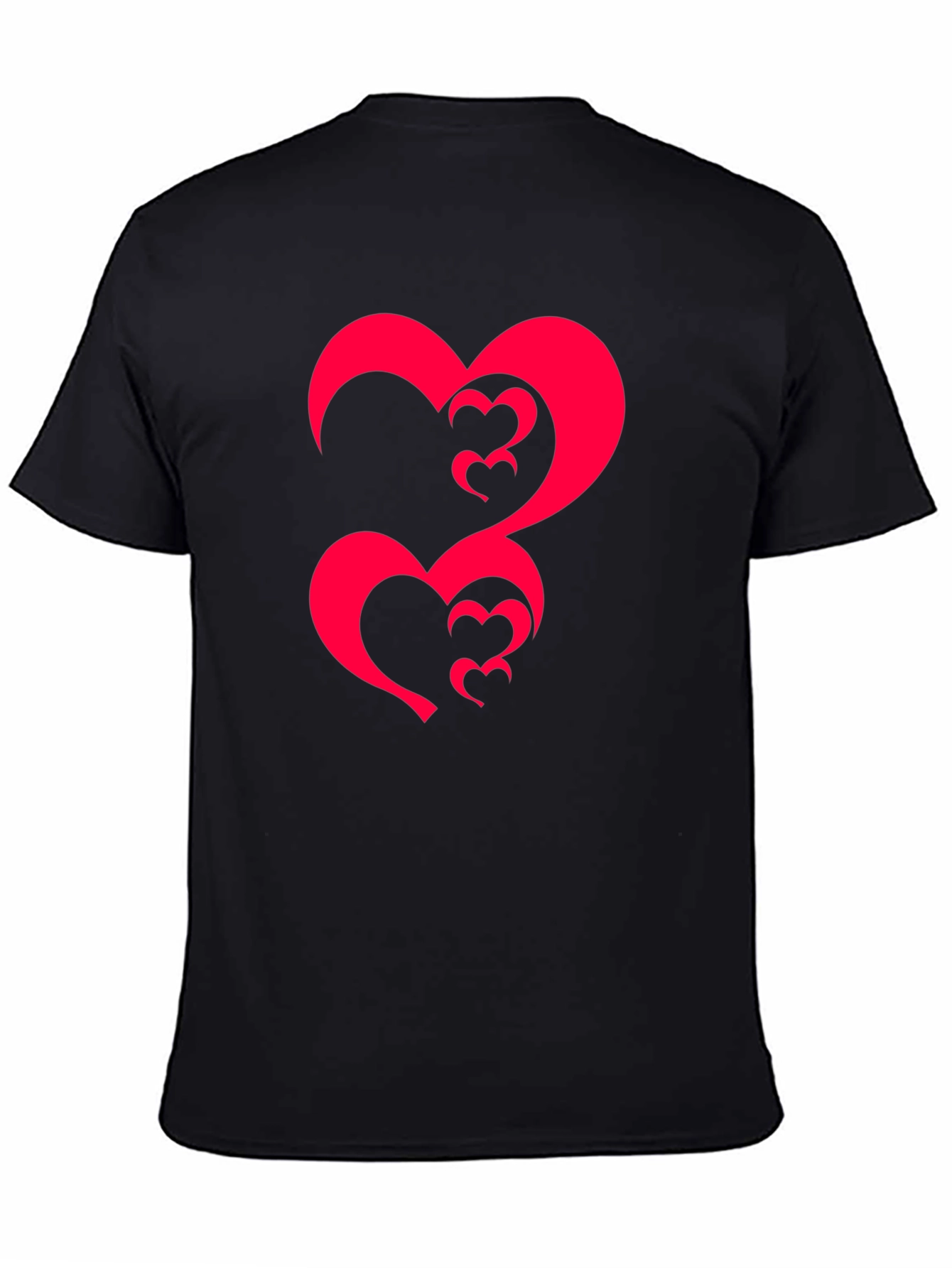 Black Tee with Abstract Heart Design
