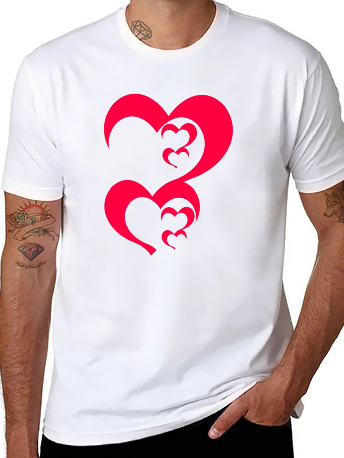 Black Tee with Abstract Heart Design