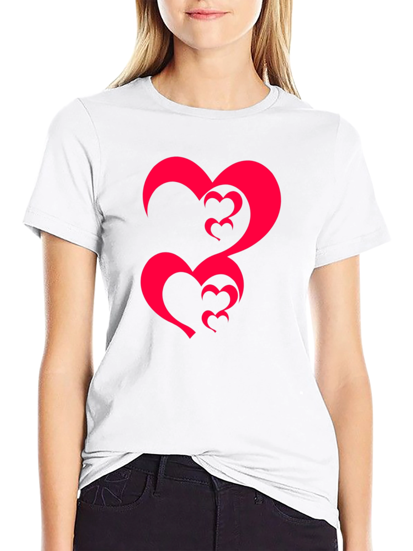 Black Tee with Abstract Heart Design
