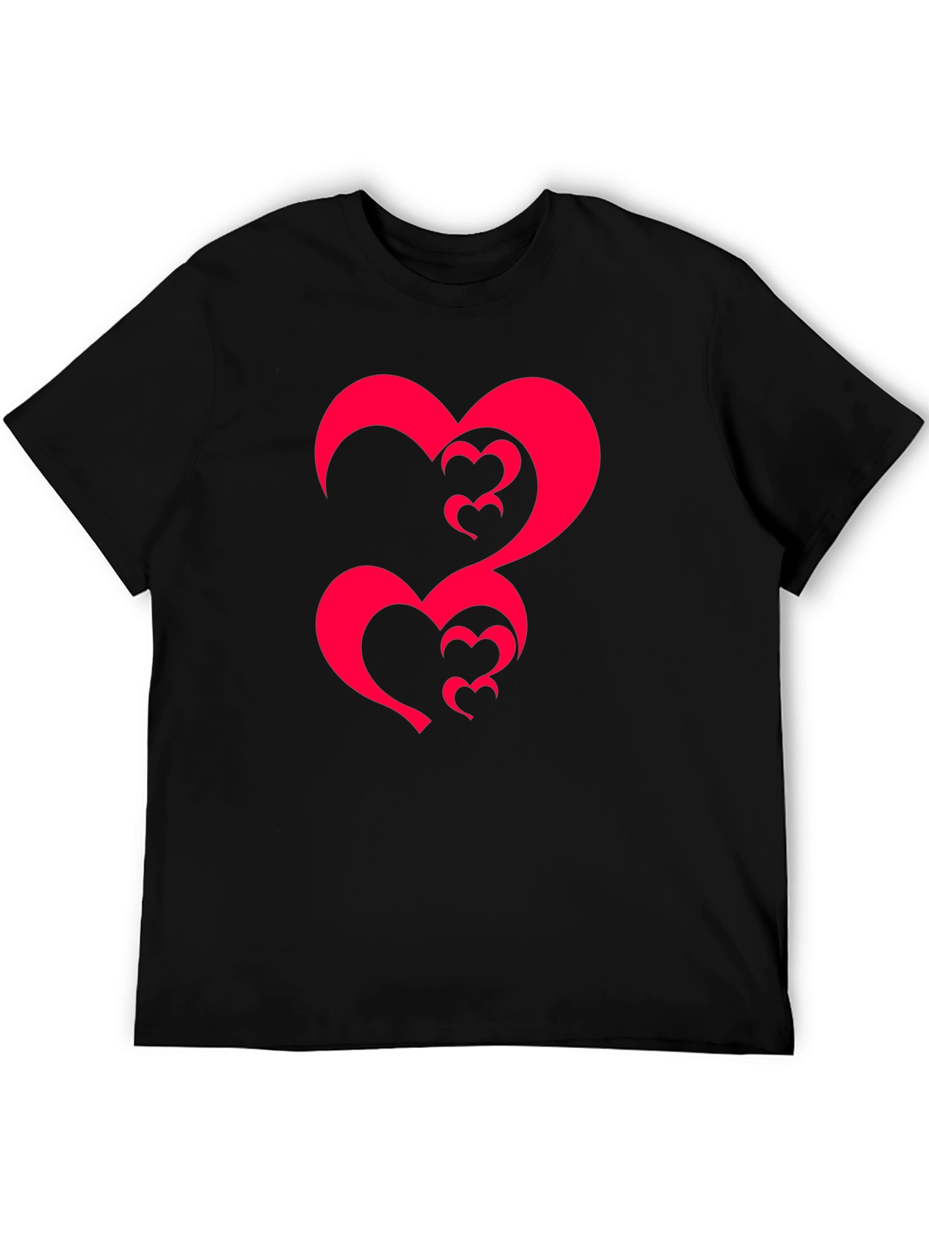 Black Tee with Abstract Heart Design
