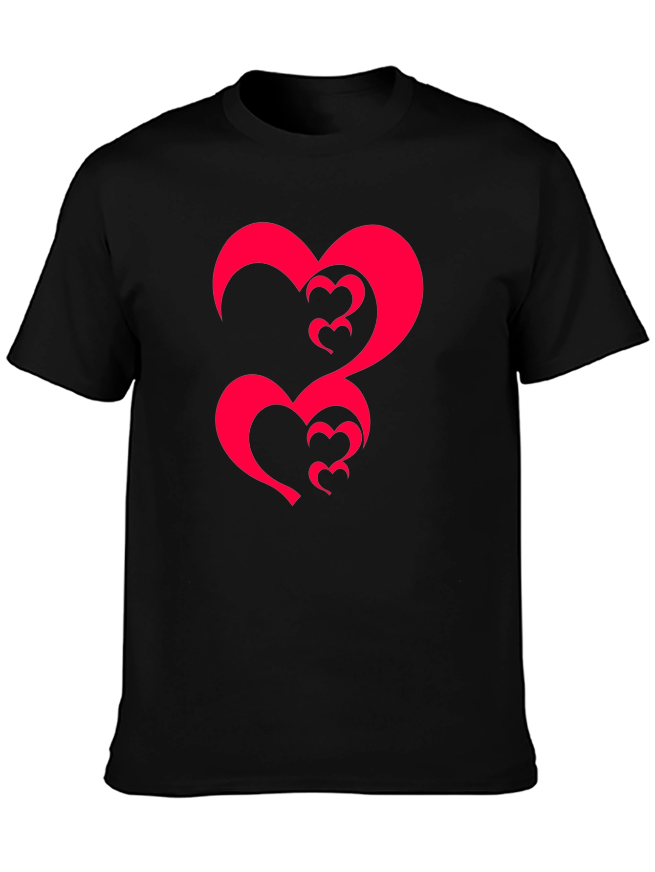 Black Tee with Abstract Heart Design