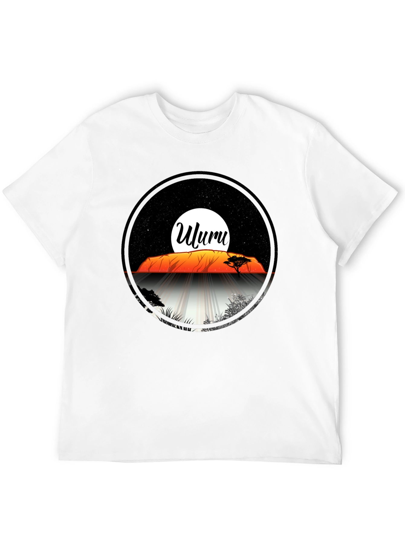 Uluru Sunset Graphic Tee - Black Cotton T-Shirt