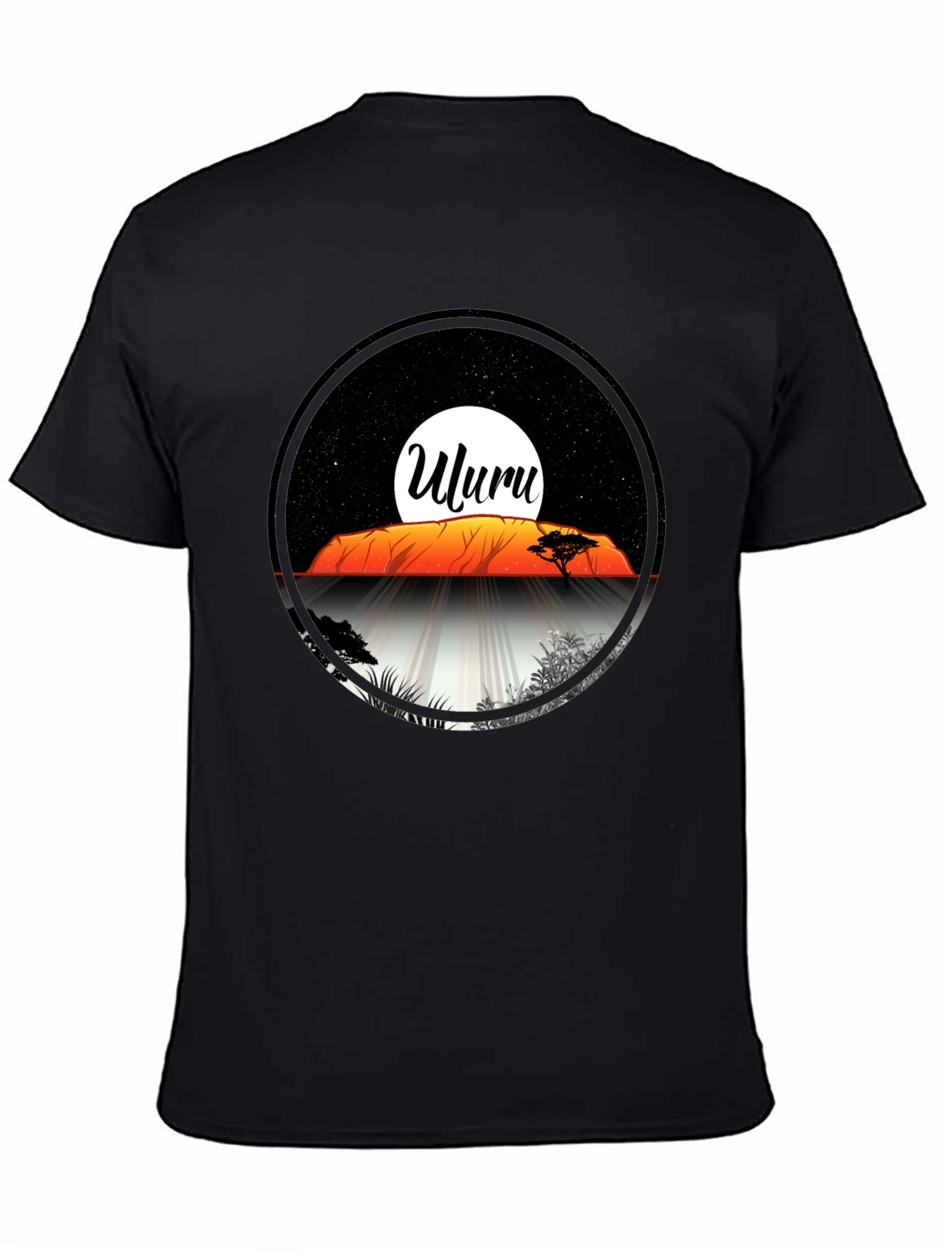 Uluru Sunset Graphic Tee - Black Cotton T-Shirt