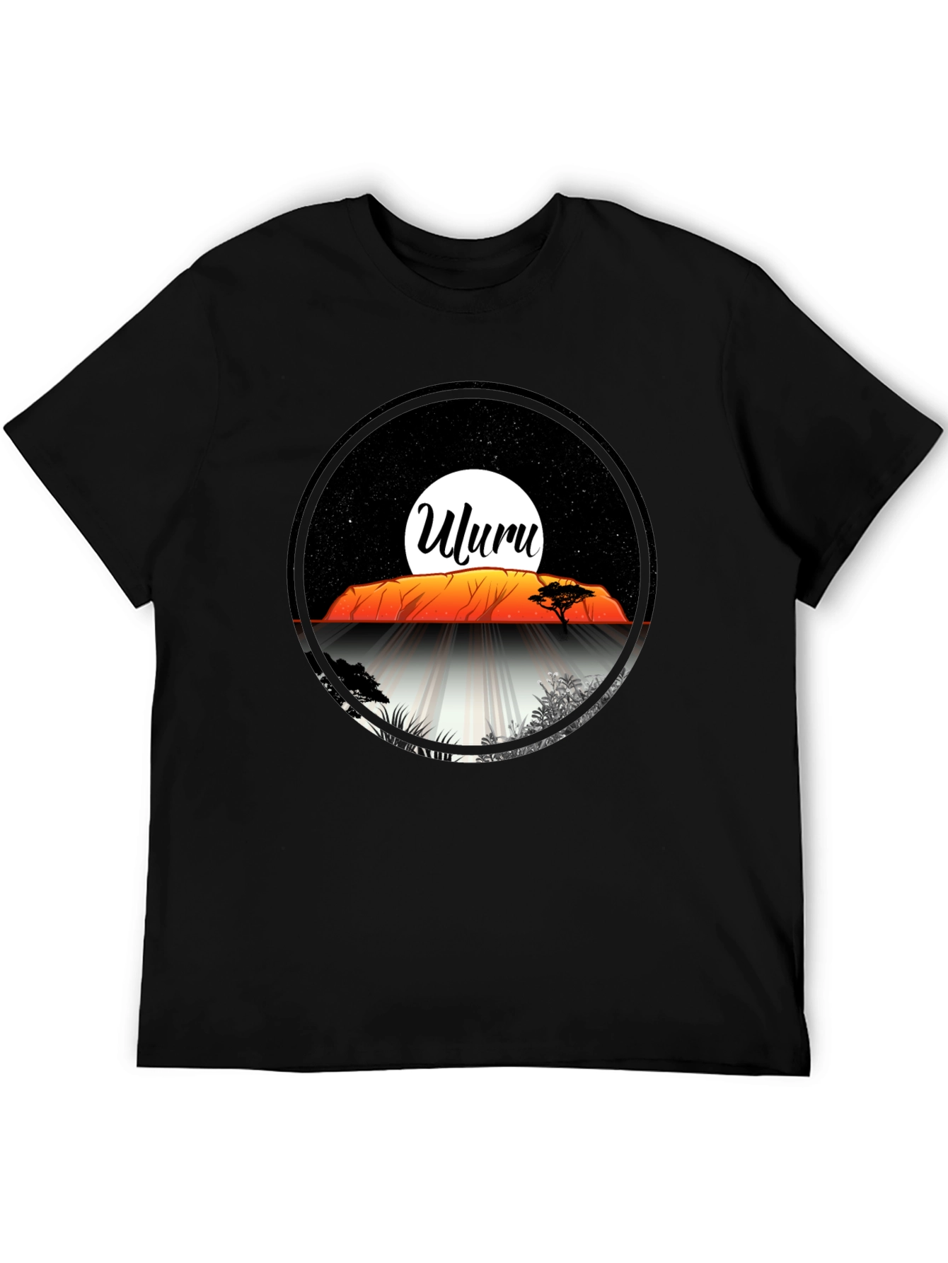 Uluru Sunset Graphic Tee - Black Cotton T-Shirt