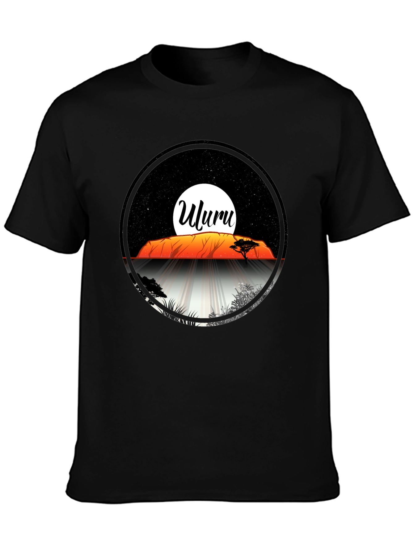 Uluru Sunset Graphic Tee - Black Cotton T-Shirt