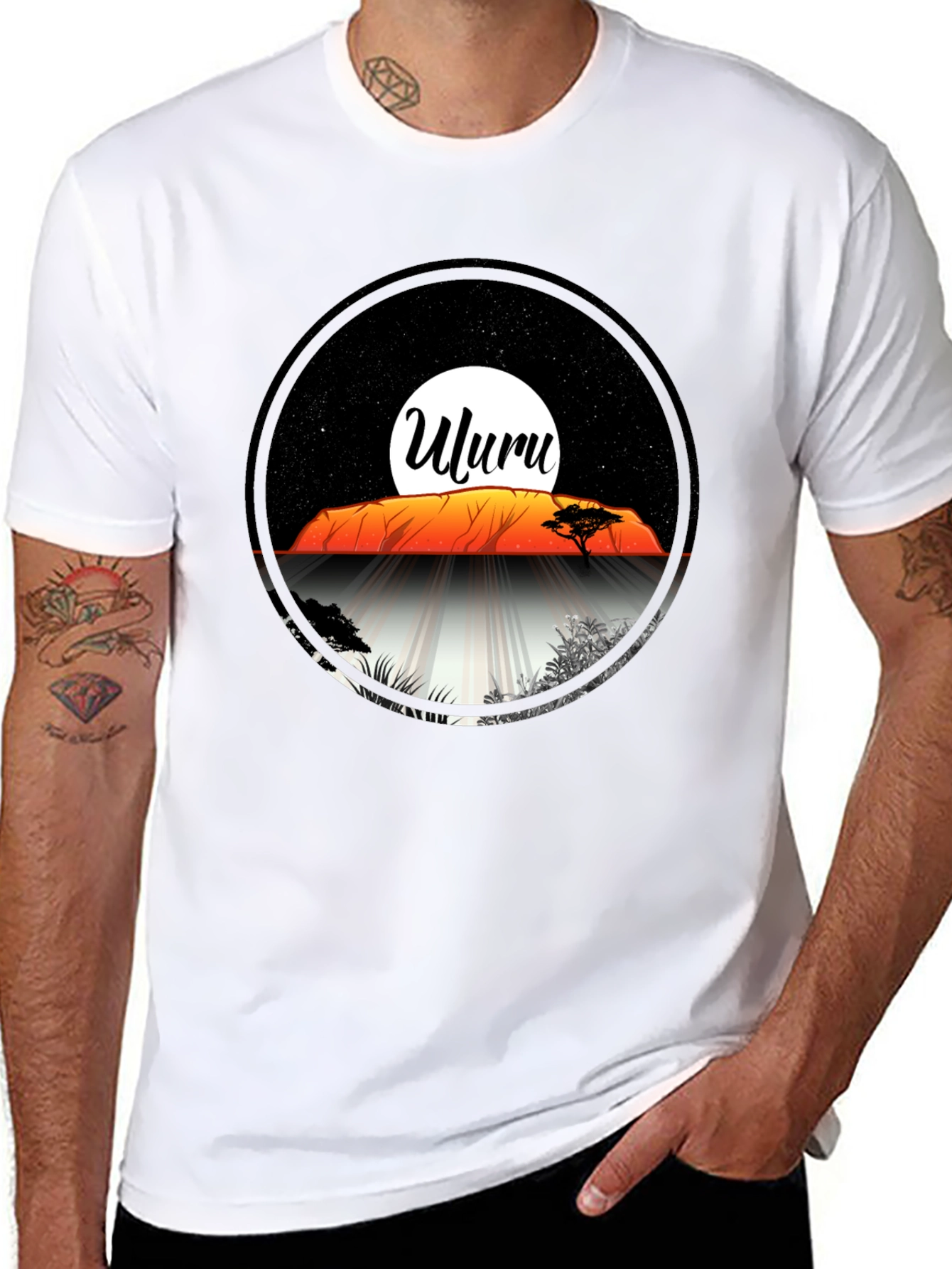 Uluru Sunset Graphic Tee - Black Cotton T-Shirt