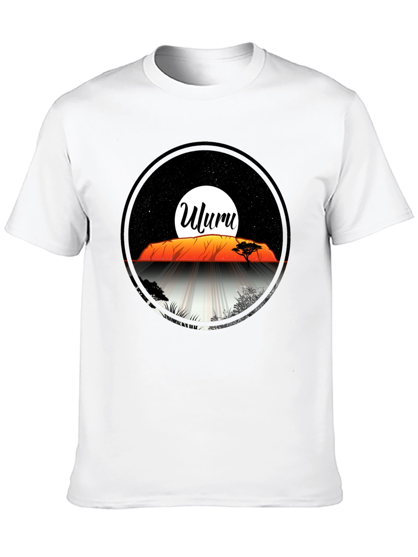 Uluru Sunset Graphic Tee - Black Cotton T-Shirt