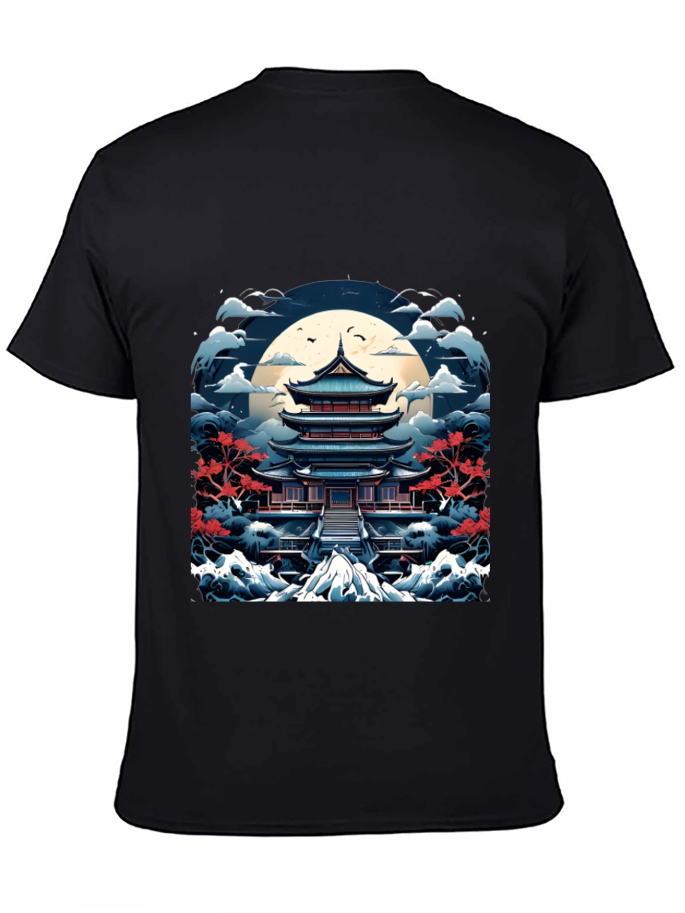 Japanese Pagoda T-Shirt Black Cotton Tee