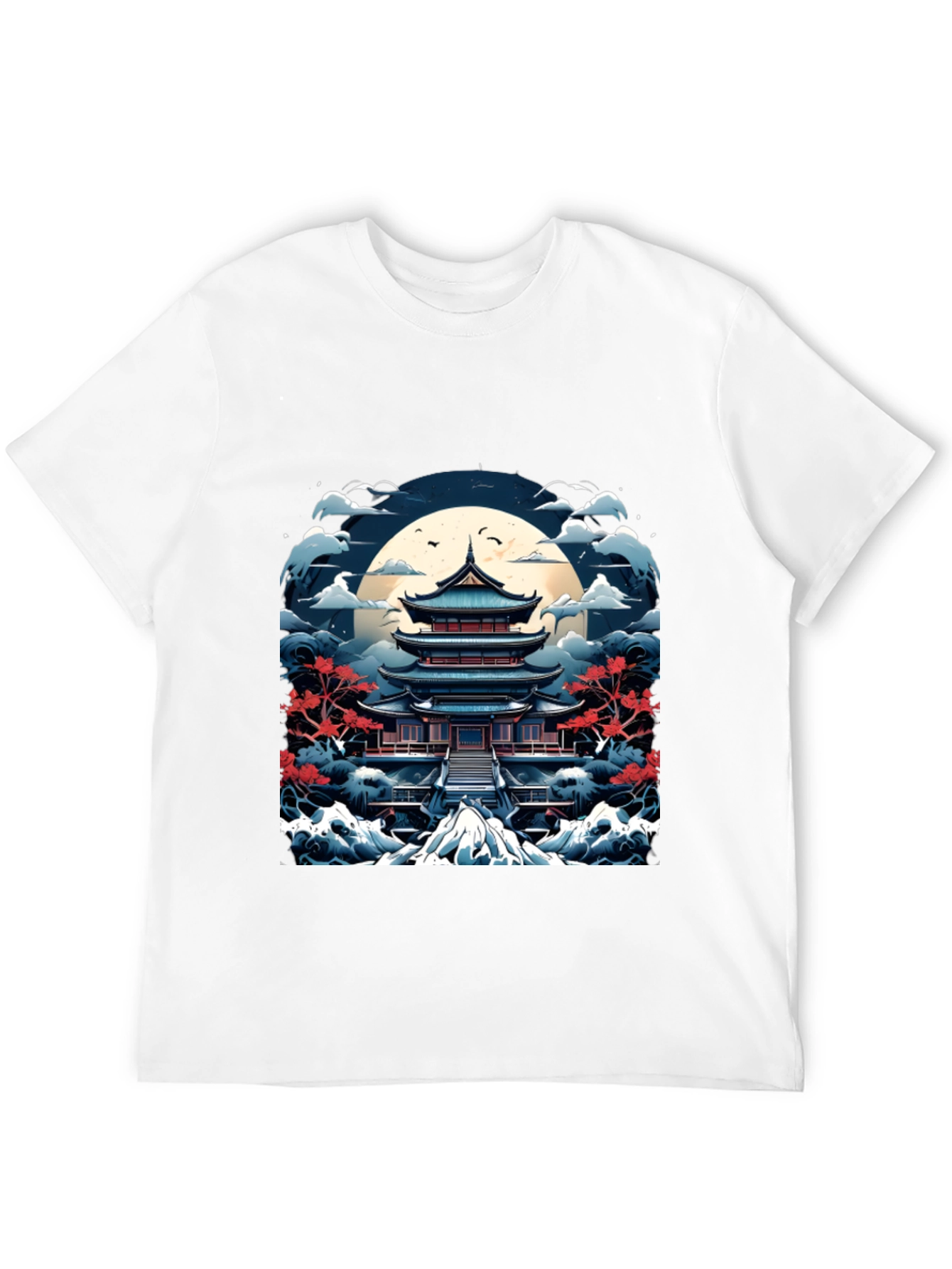 Japanese Pagoda T-Shirt Black Cotton Tee