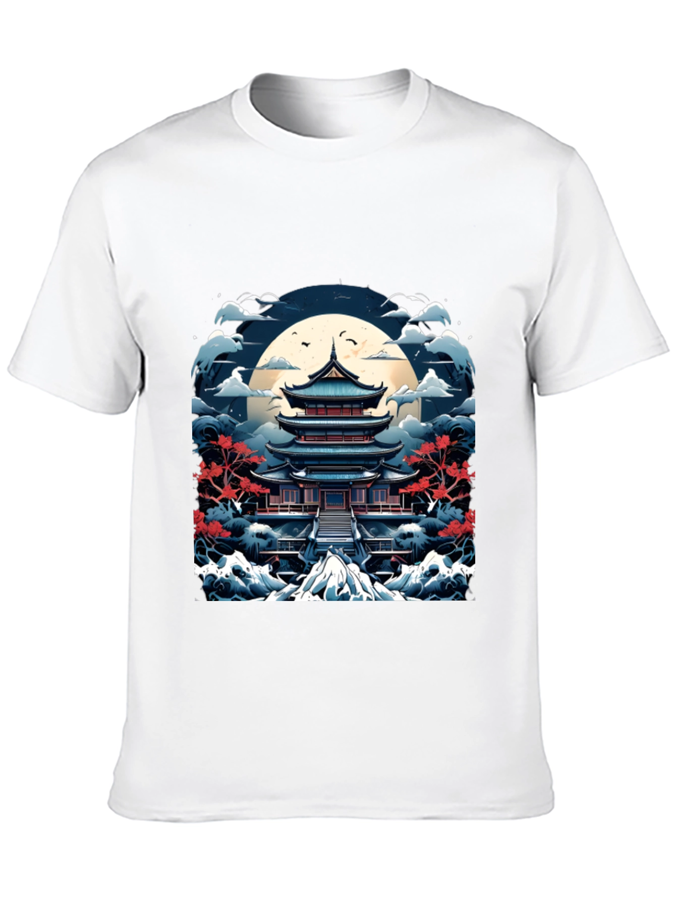 Japanese Pagoda T-Shirt Black Cotton Tee